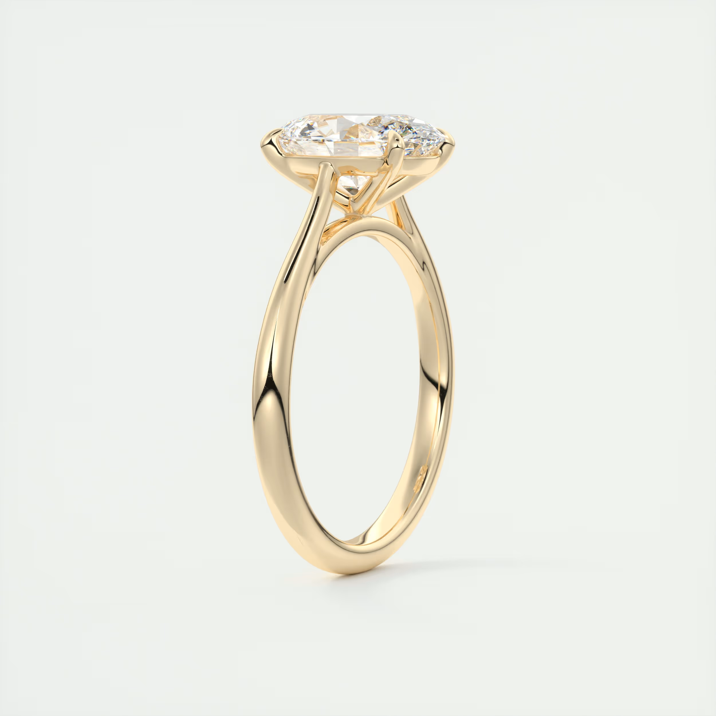 2 Carat Oval Flush Stacking Half Bezel Solitaire