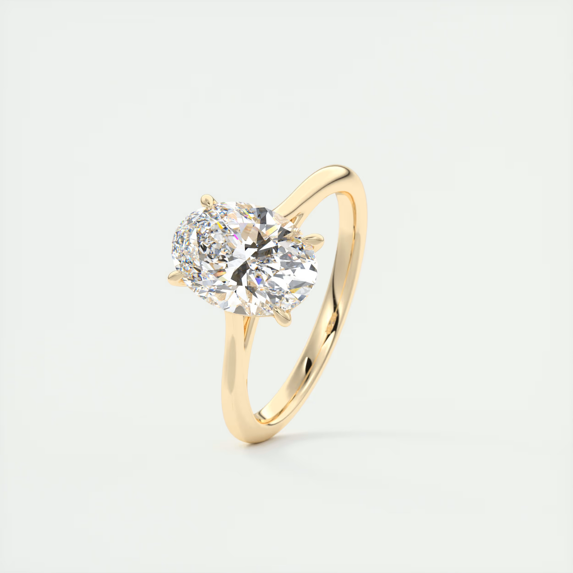 2 Carat Oval Flush Stacking Half Bezel Solitaire