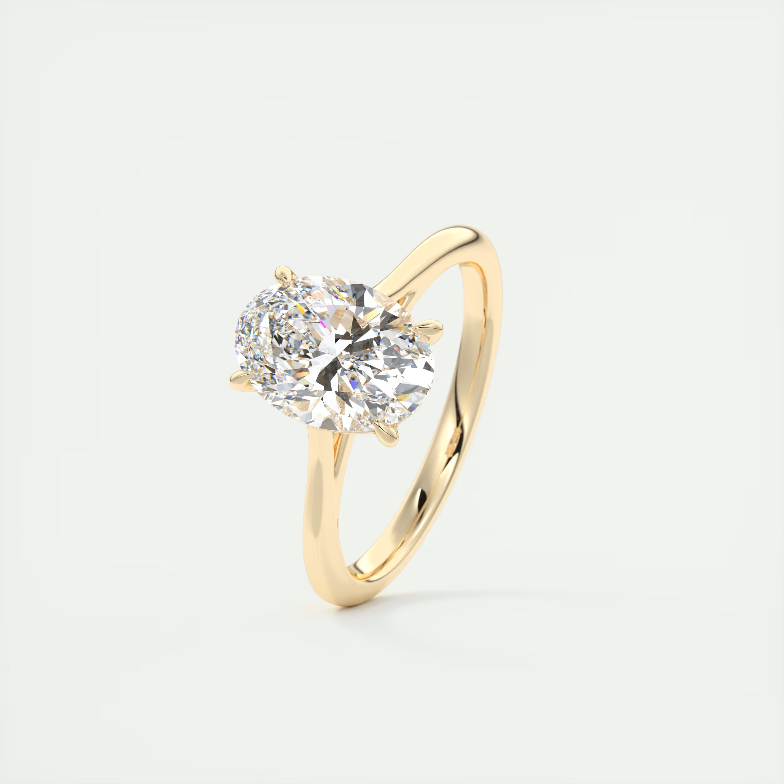 2 Carat Oval Flush Stacking Half Bezel Solitaire