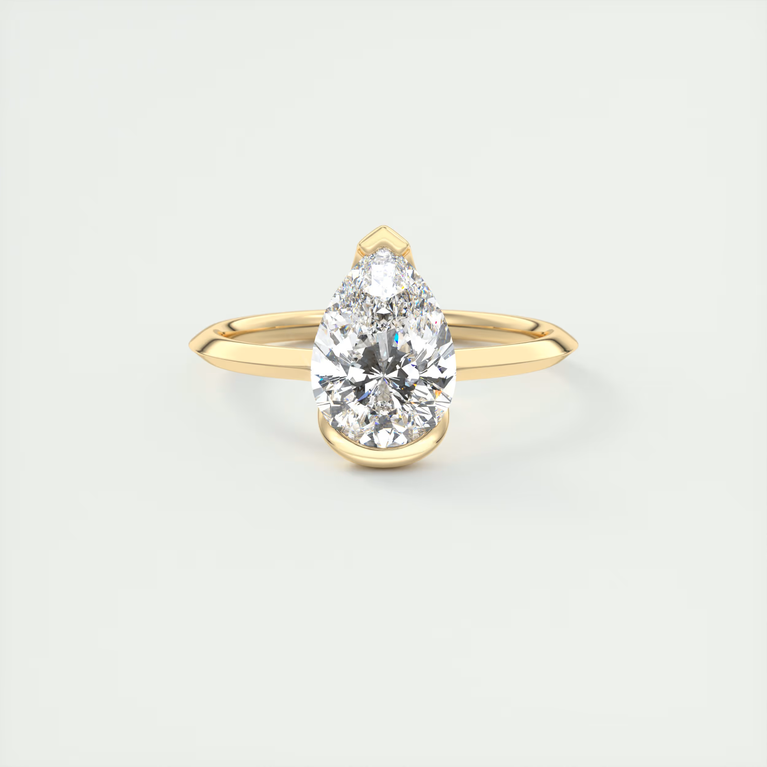 2 Carat Pear Flush Stacking Half Bezel Solitaire