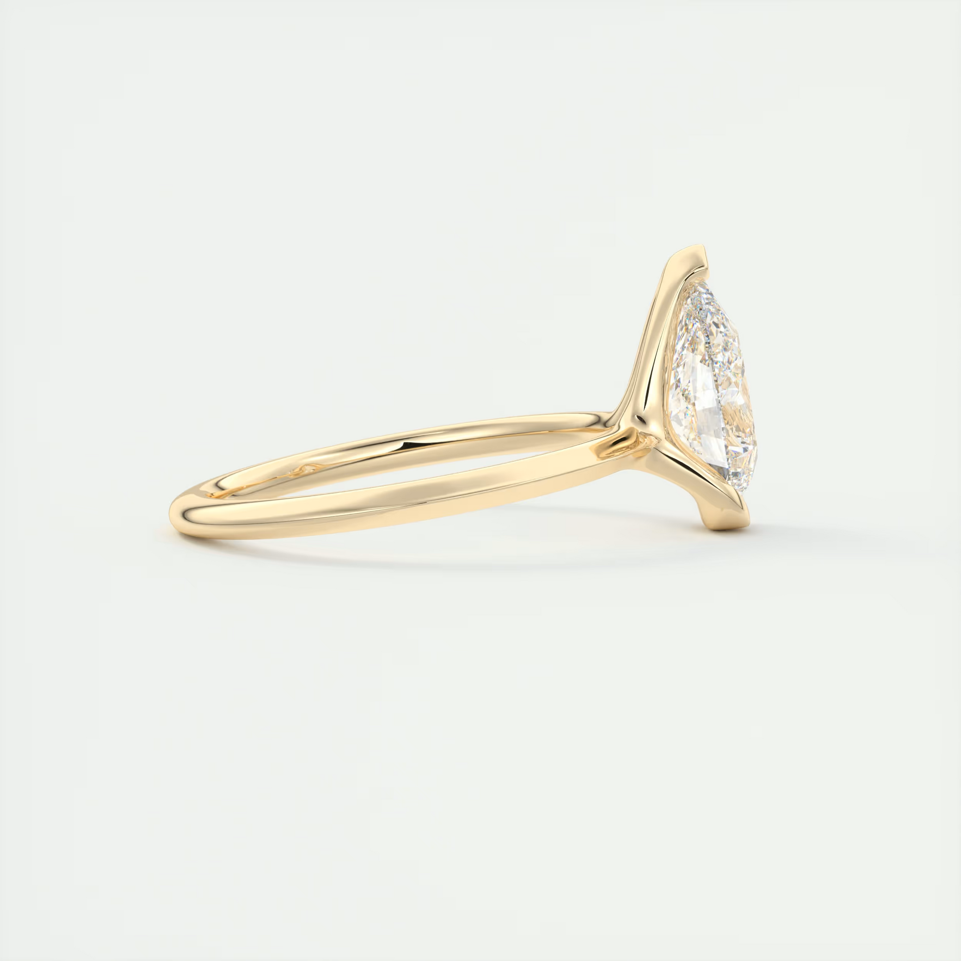 2 Carat Pear Flush Stacking Half Bezel Solitaire