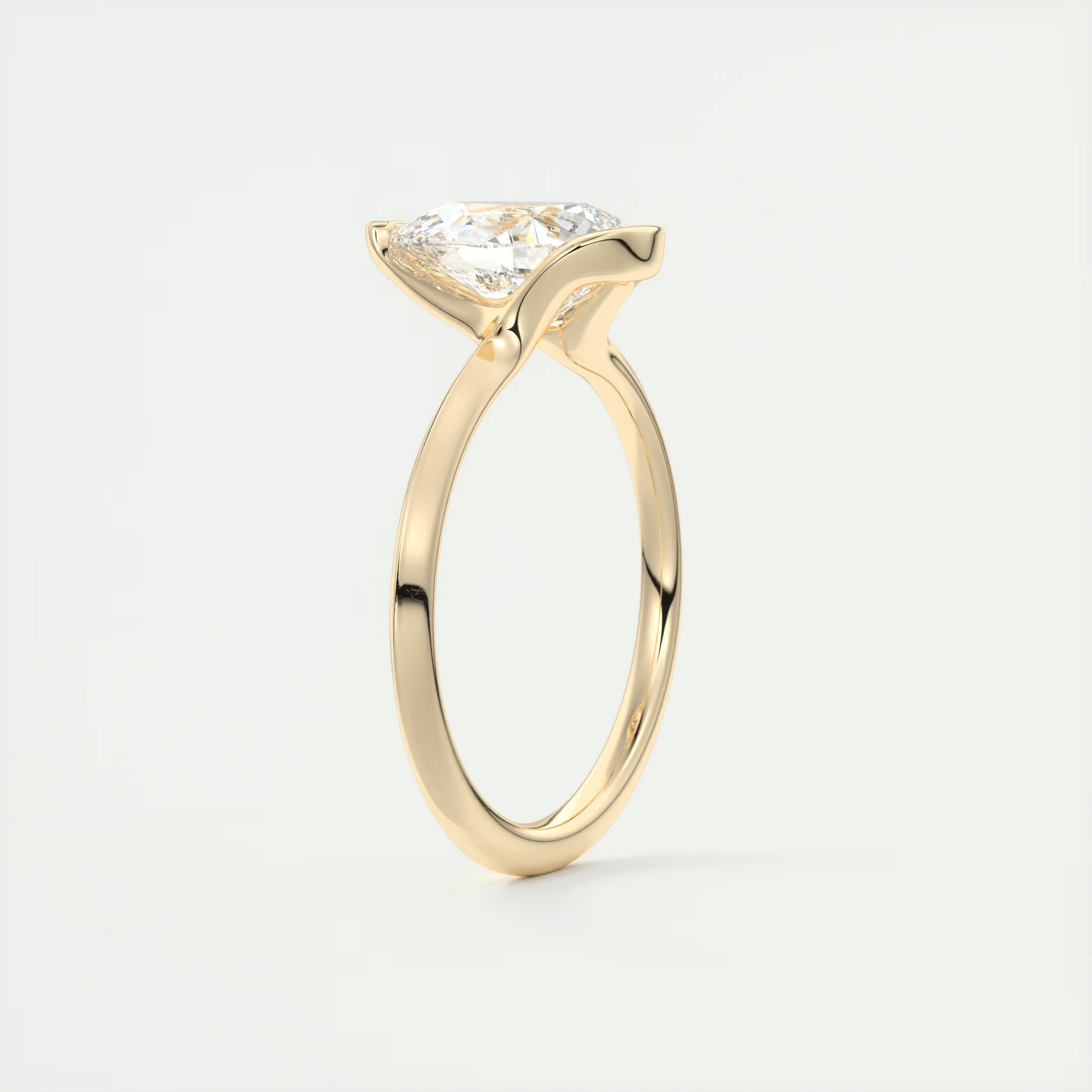 2 Carat Pear Flush Stacking Half Bezel Solitaire