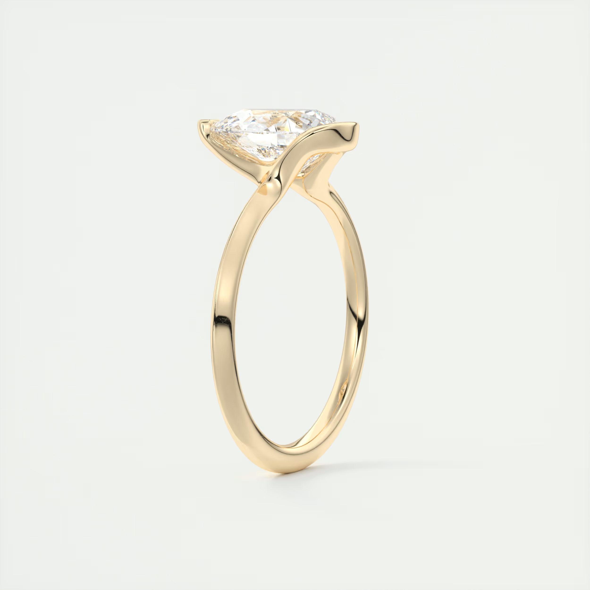 2 Carat Pear Flush Stacking Half Bezel Solitaire