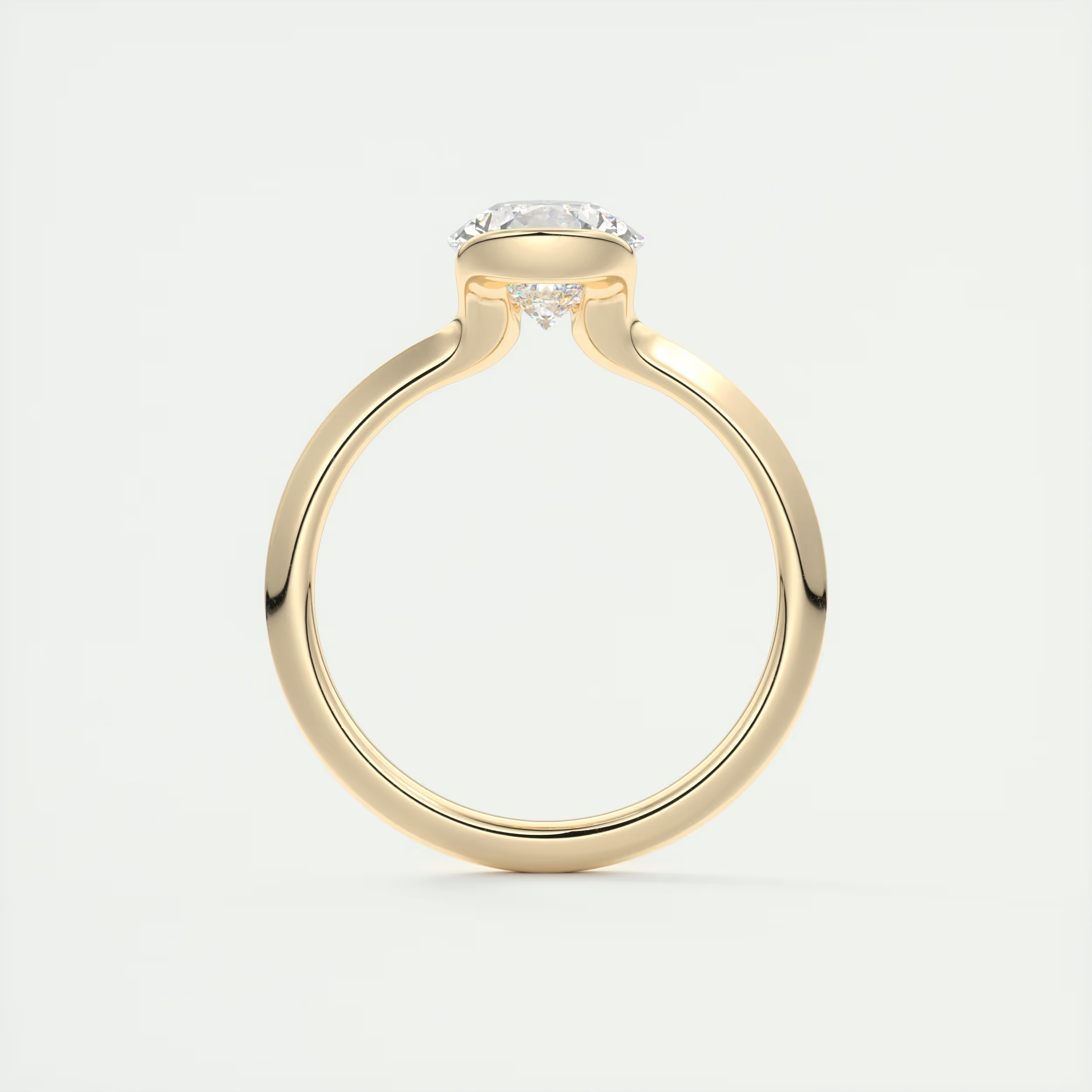2 Carat Pear Flush Stacking Half Bezel Solitaire