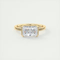2 Carat East West Radiant Emerald Half Bezel Solitaire