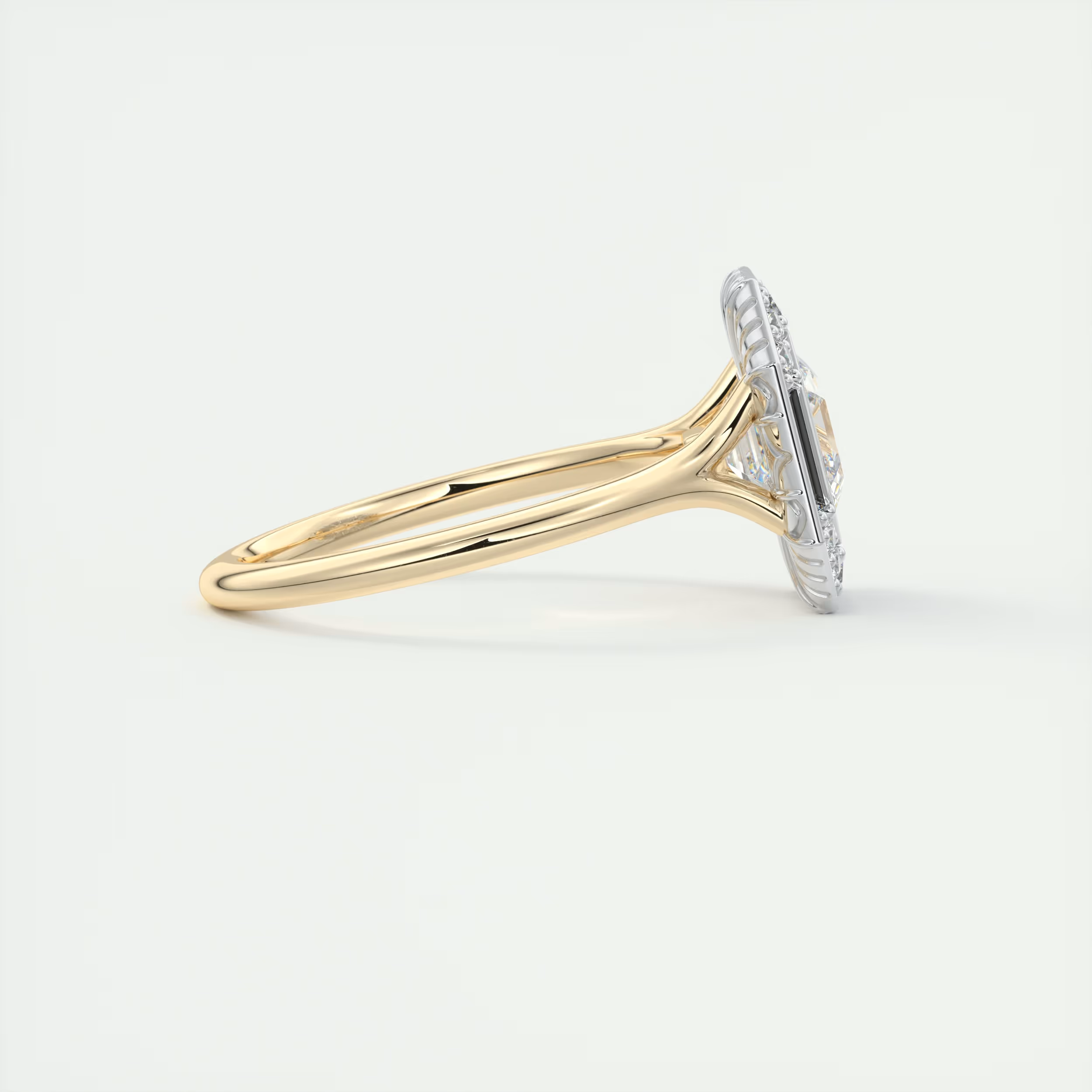 Glamour 2 Carat Asscher Center Baguette & Round Halo