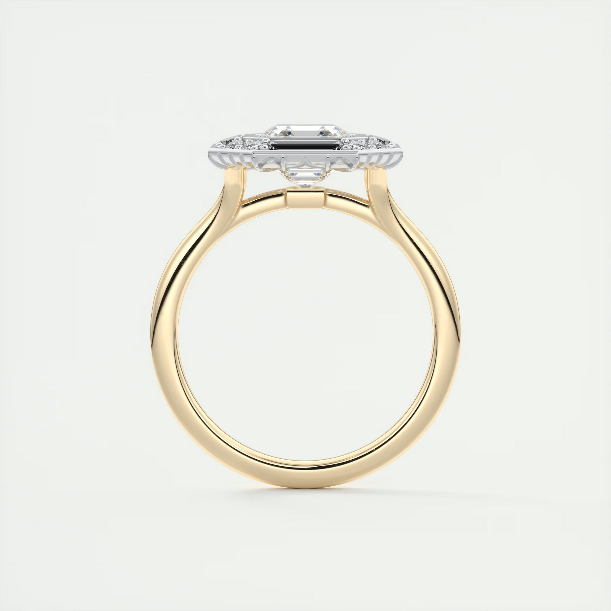 Glamour 2 Carat Asscher Center Baguette & Round Halo