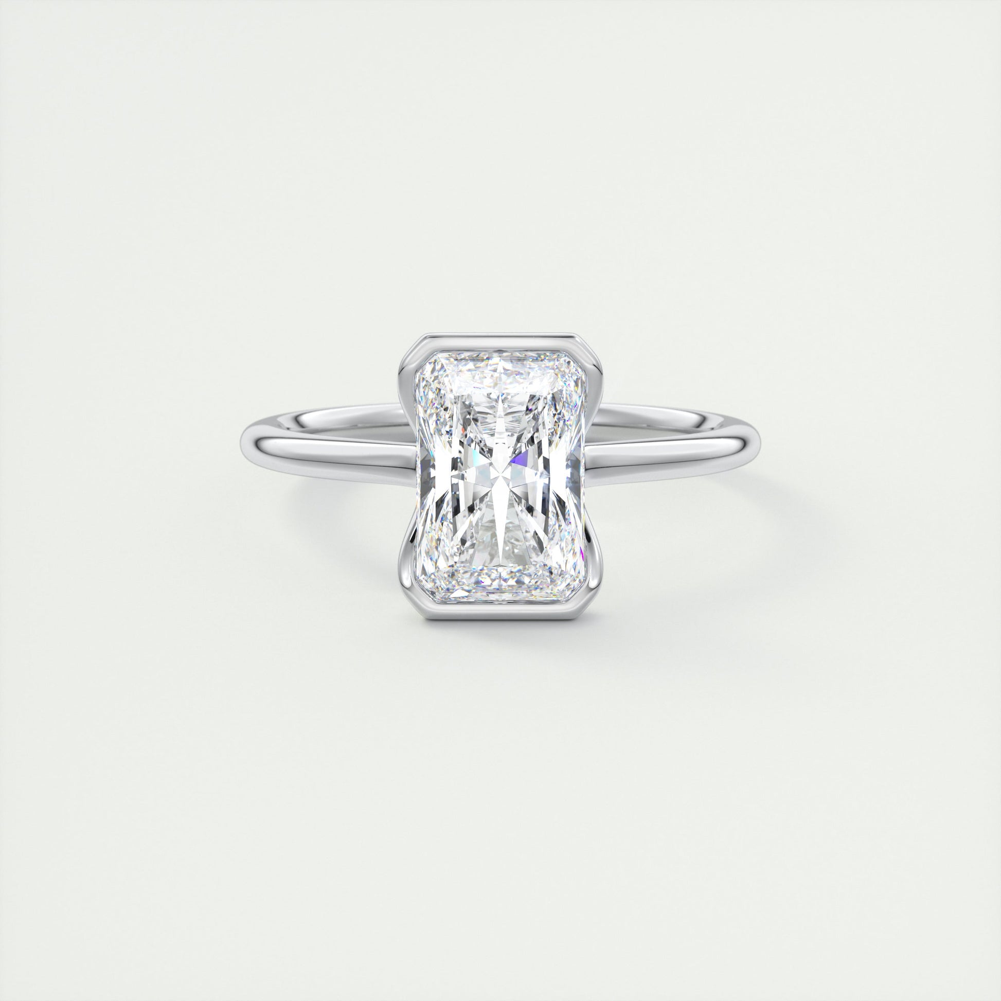 2 Carat Radiant Flush Stacking Half Bezel Solitaire