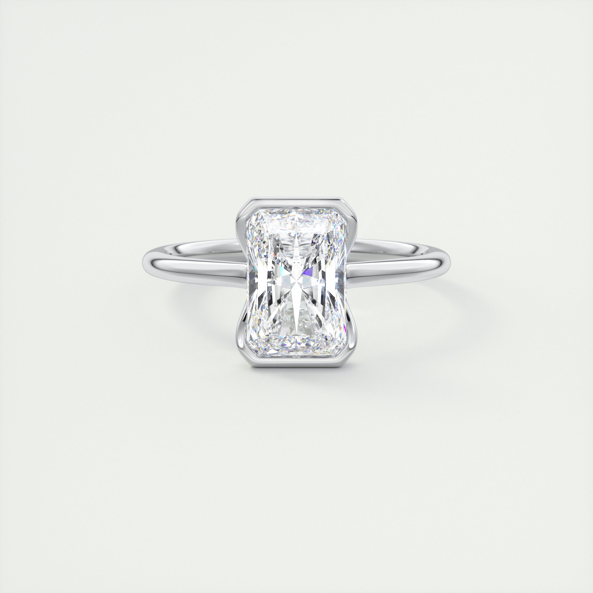 2 Carat Radiant Flush Stacking Half Bezel Solitaire