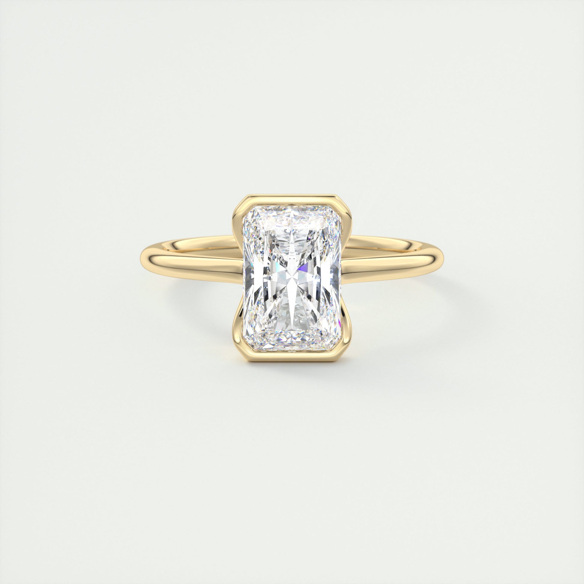 2 Carat Radiant Flush Stacking Half Bezel Solitaire