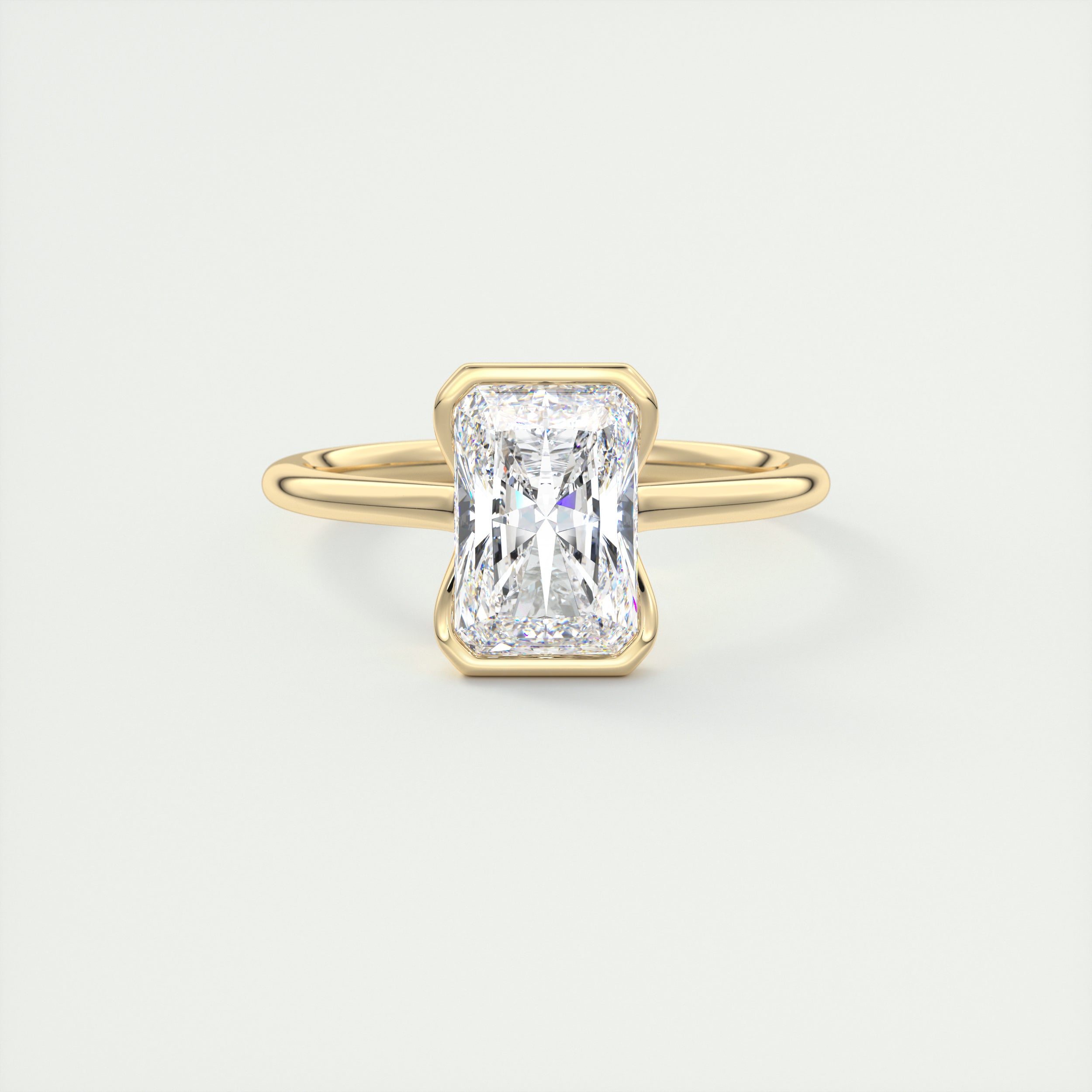 2 Carat Radiant Flush Stacking Half Bezel Solitaire