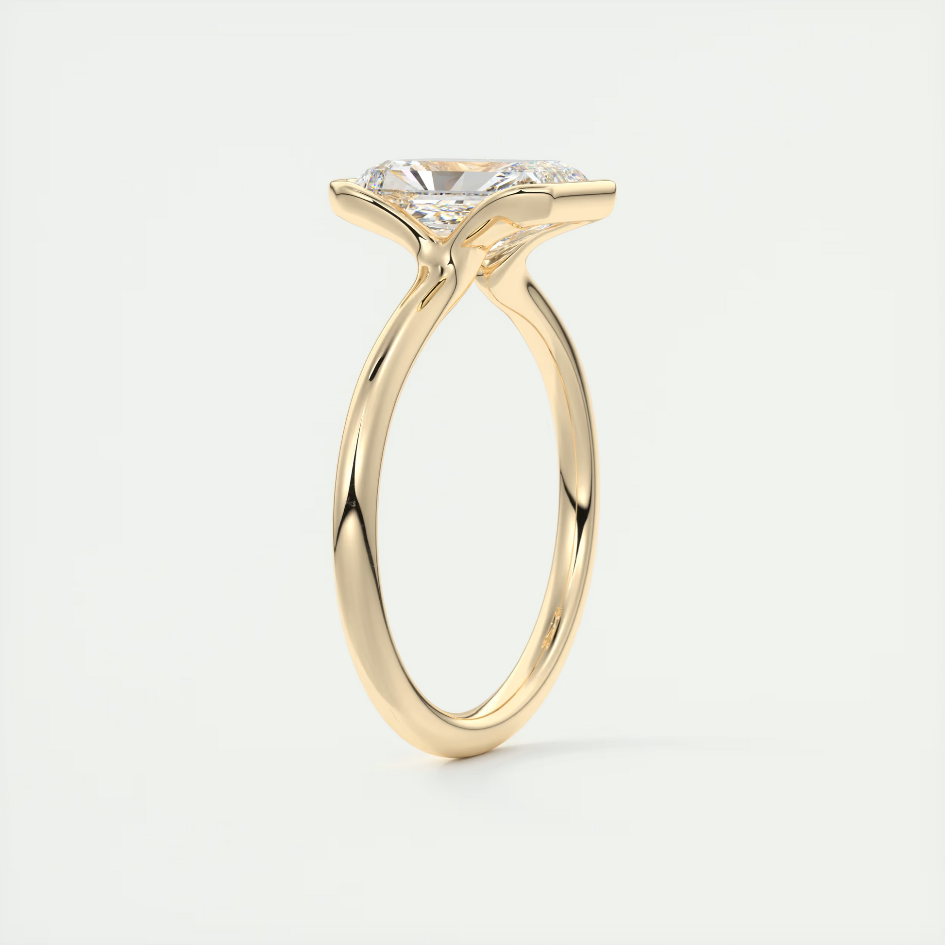 2 Carat Radiant Flush Stacking Half Bezel Solitaire