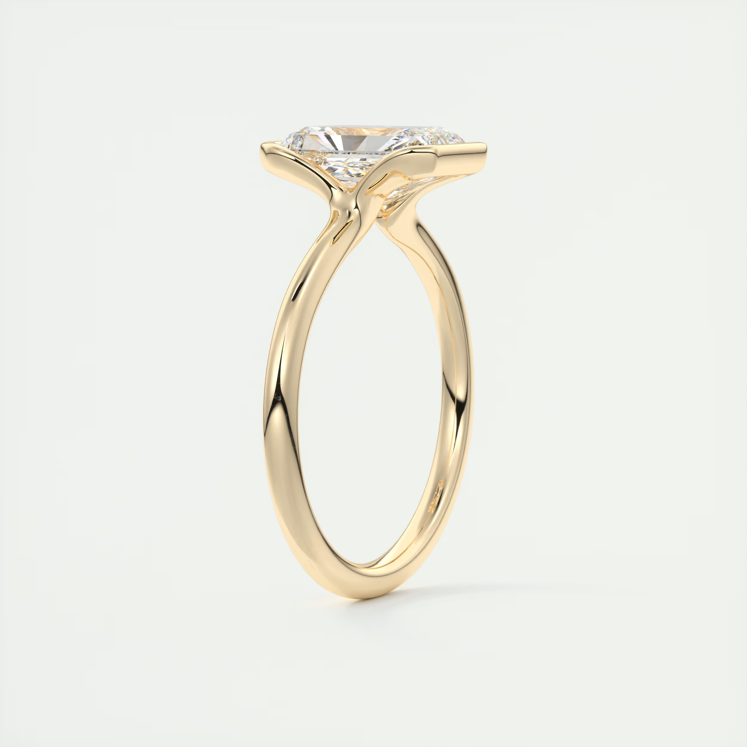 2 Carat Radiant Flush Stacking Half Bezel Solitaire