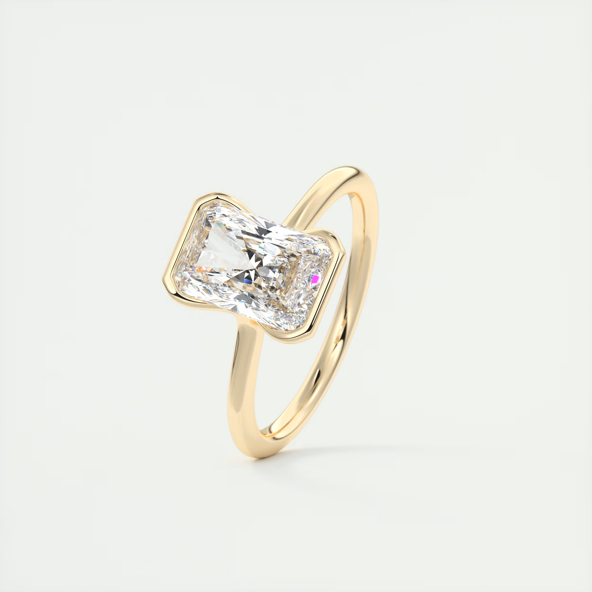 2 Carat Radiant Flush Stacking Half Bezel Solitaire