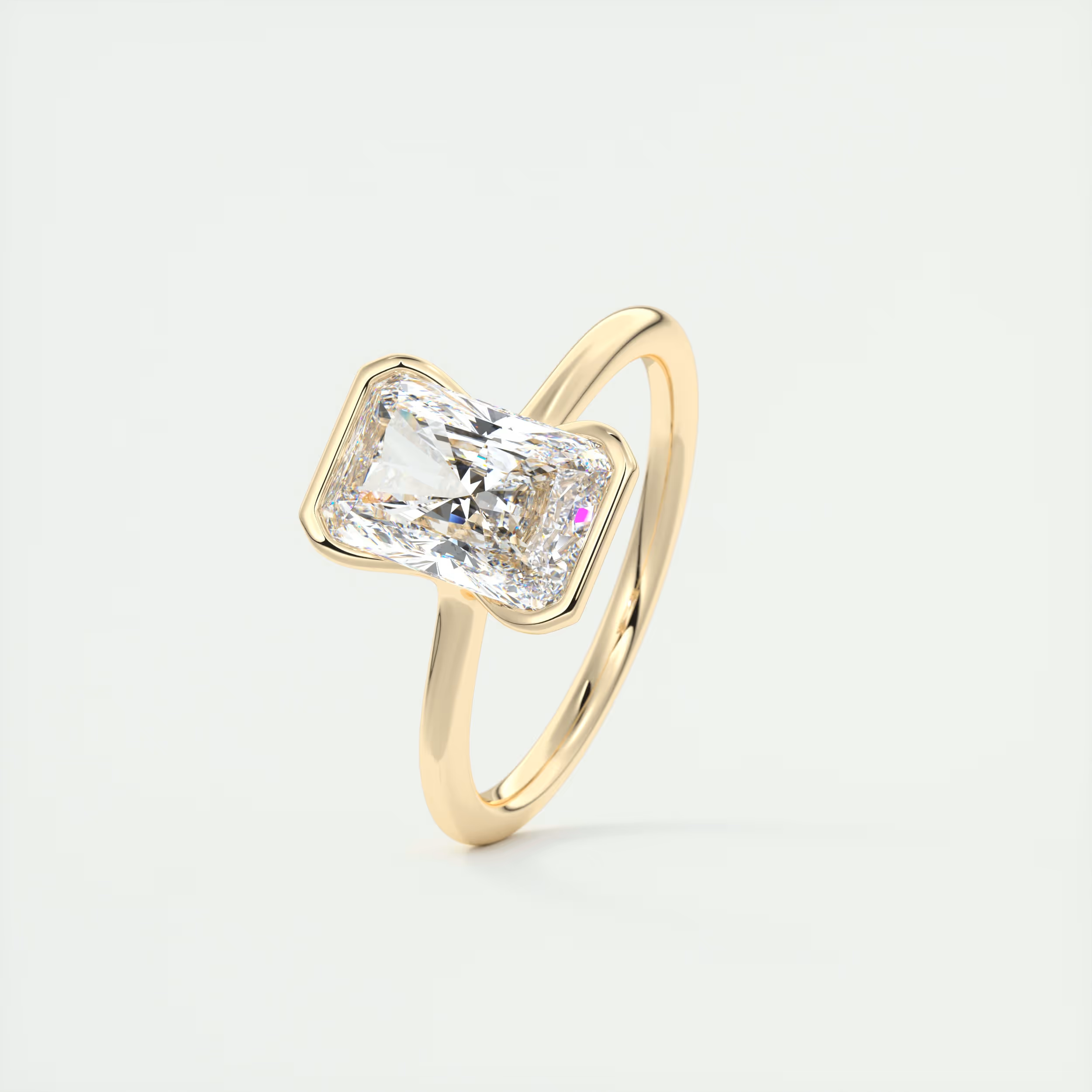 2 Carat Radiant Flush Stacking Half Bezel Solitaire