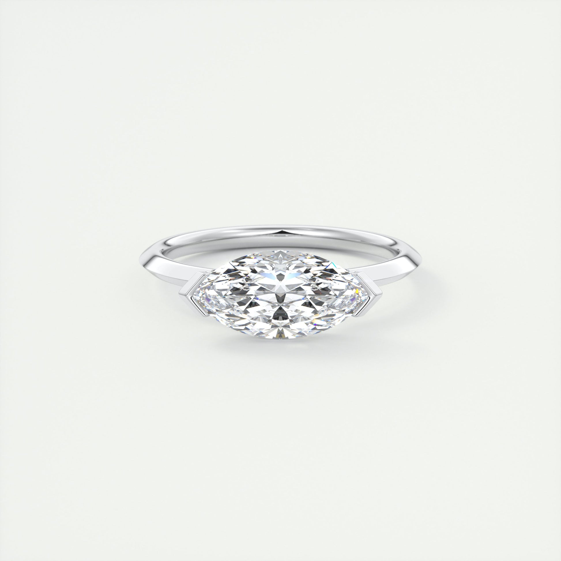 2 Carat Half Bezel Marquise Solitaire