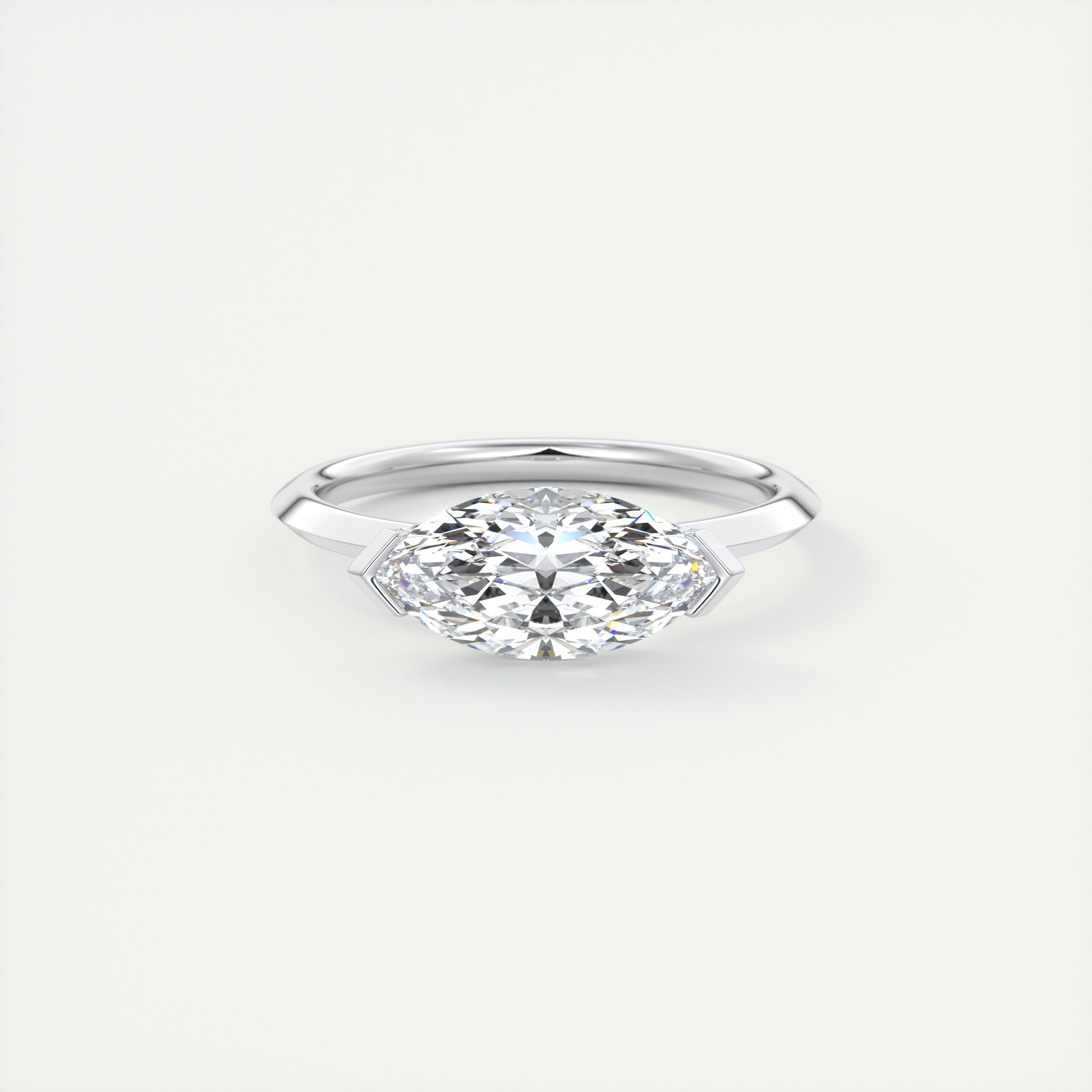2 Carat Half Bezel Marquise Solitaire