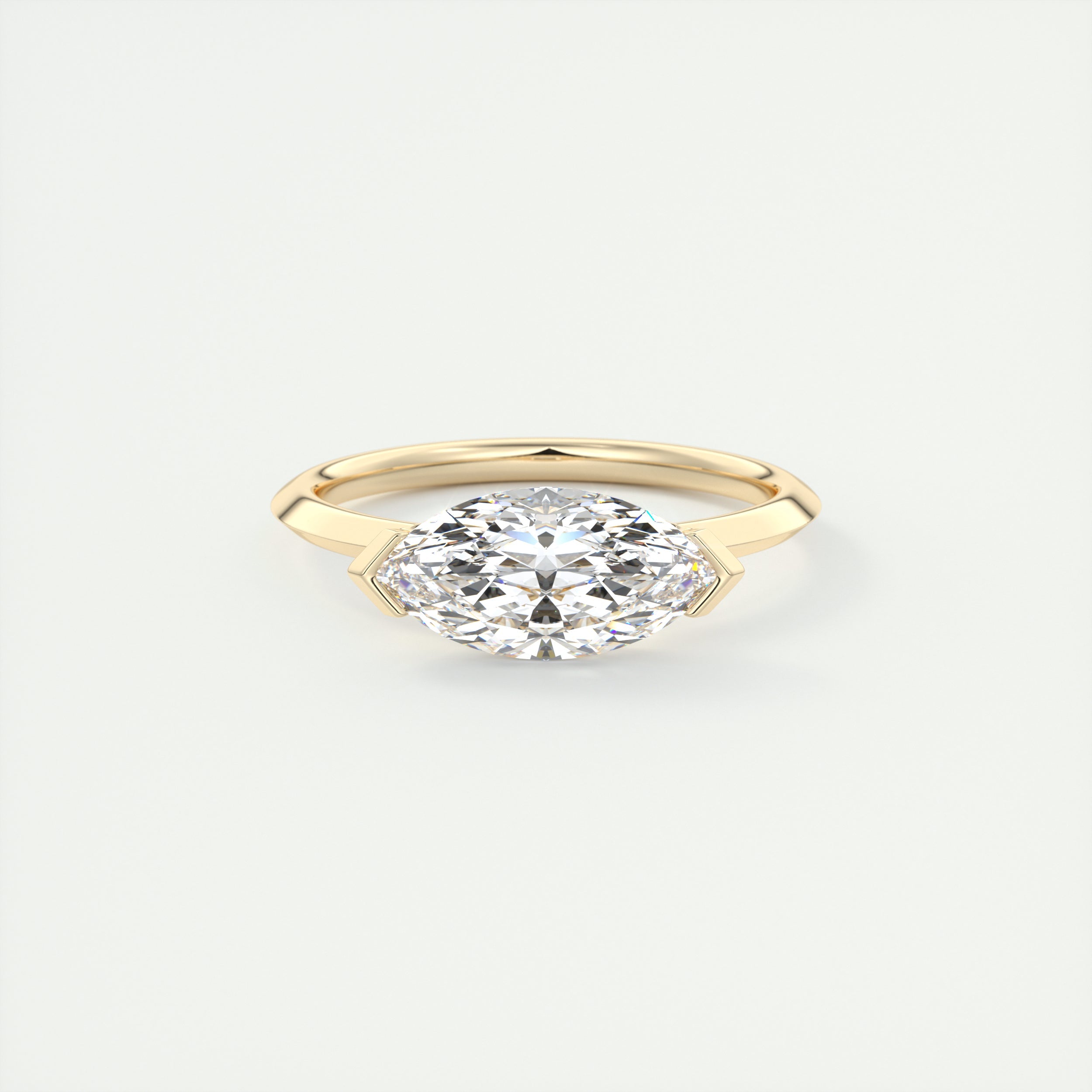2 Carat Half Bezel Marquise Solitaire