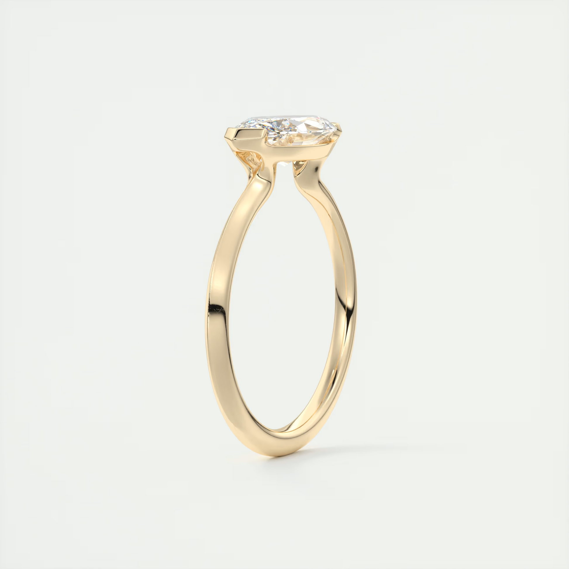 2 Carat Half Bezel Marquise Solitaire