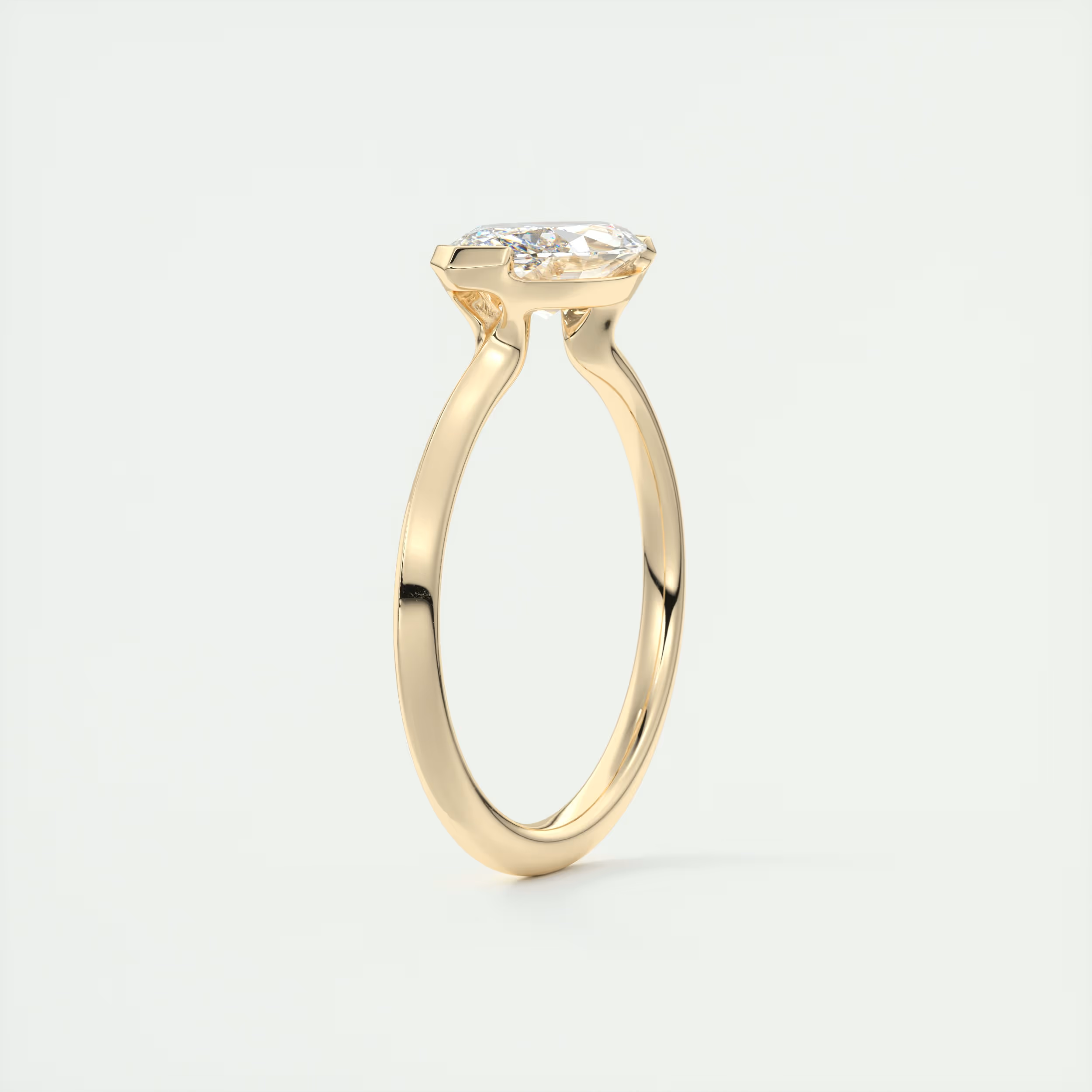 2 Carat Half Bezel Marquise Solitaire