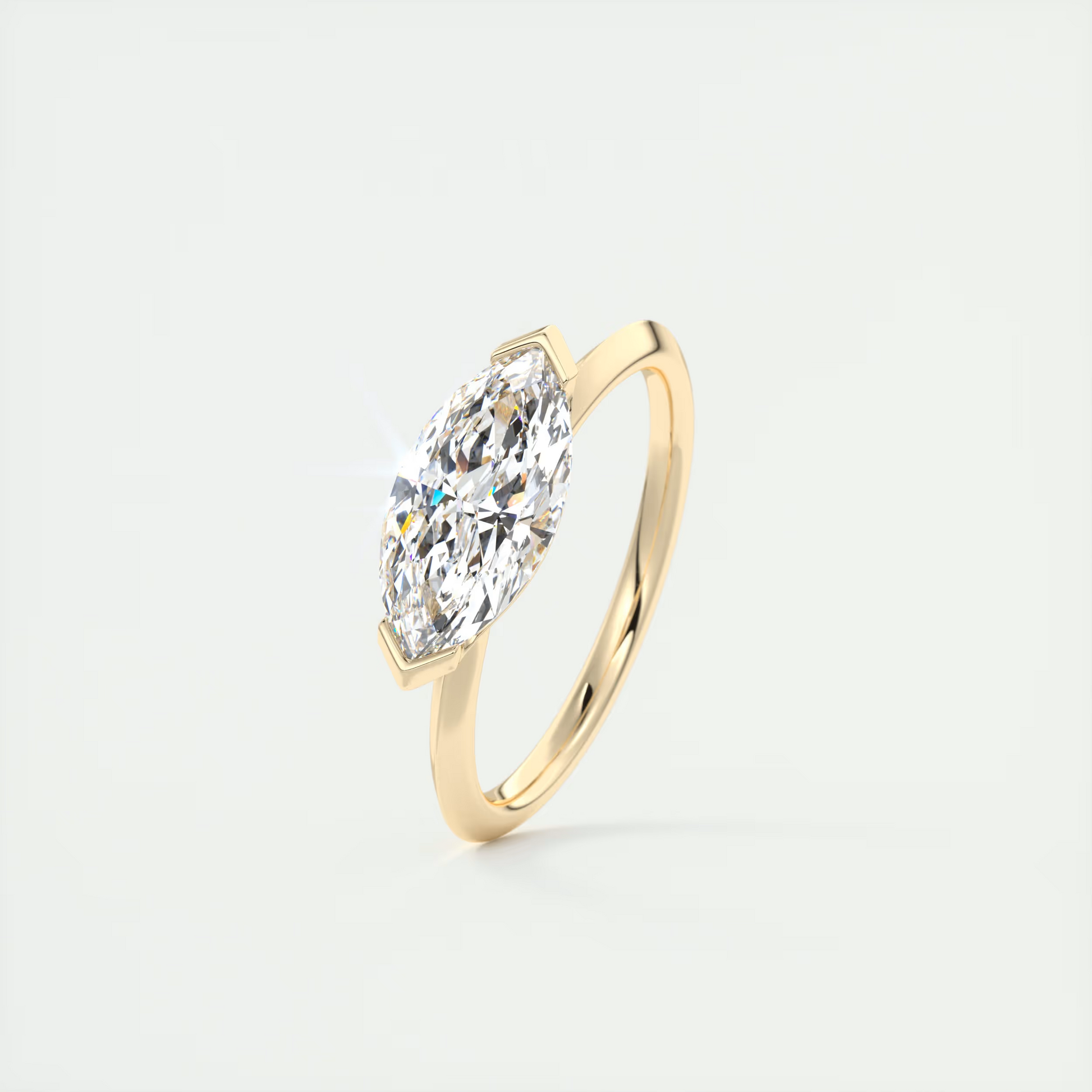 2 Carat Half Bezel Marquise Solitaire