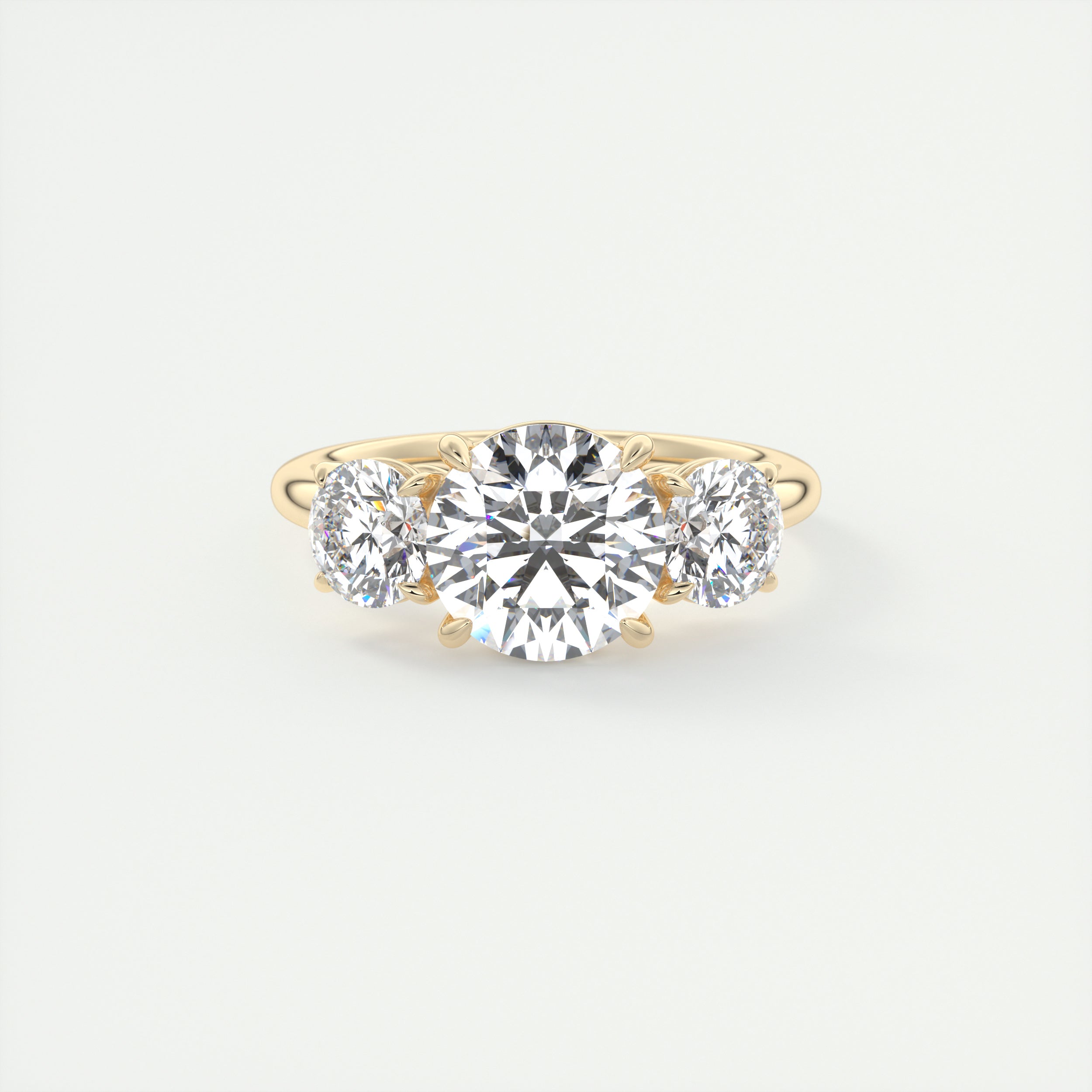 Sophistication 2 Carat OG Round Three-Stone Engagement Ring