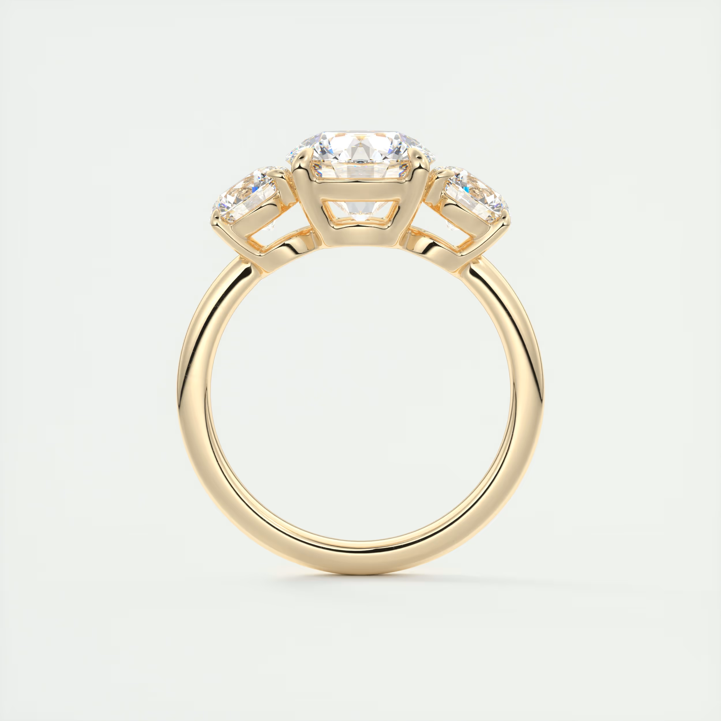 Sophistication 2 Carat OG Round Three-Stone Engagement Ring