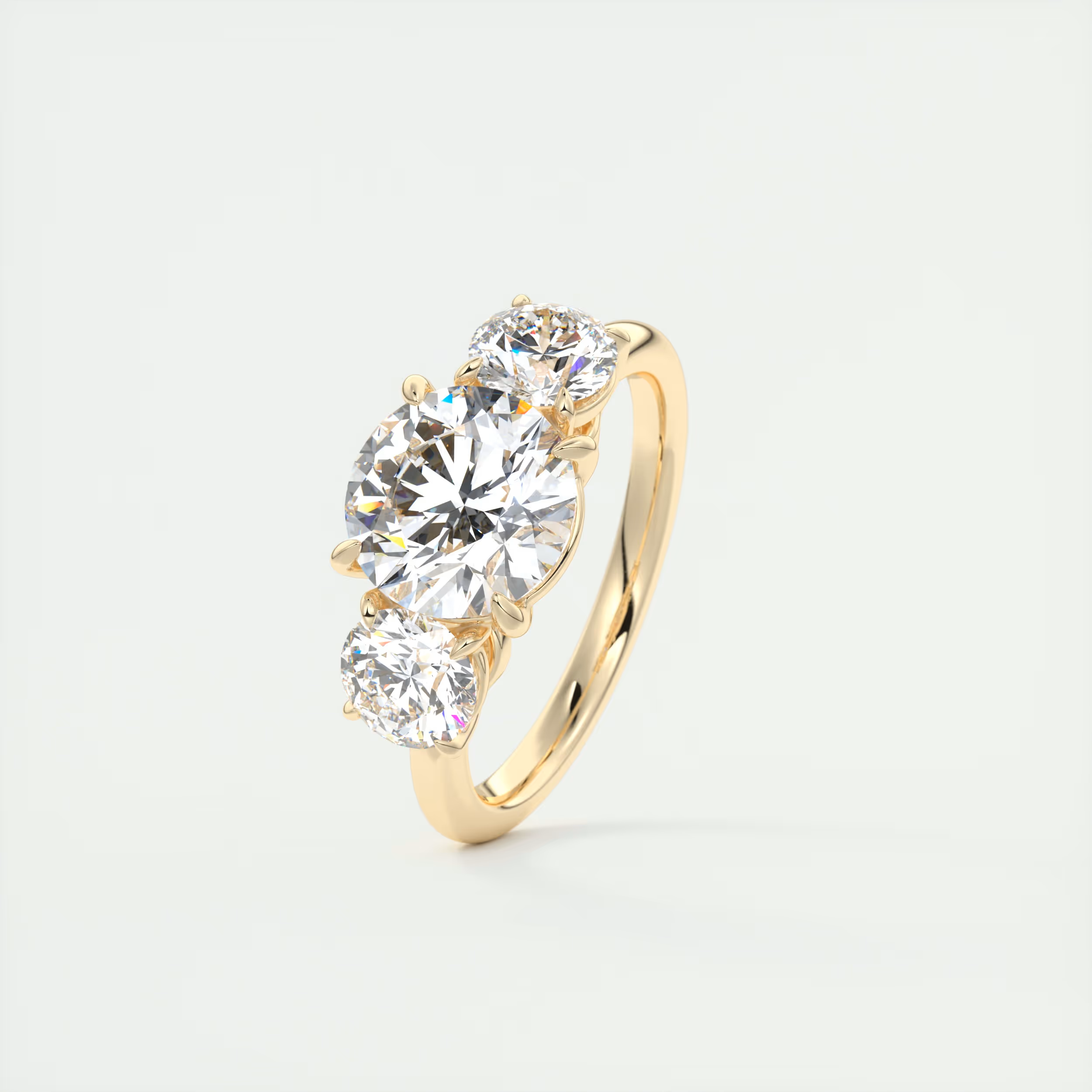 Sophistication 2 Carat OG Round Three-Stone Engagement Ring