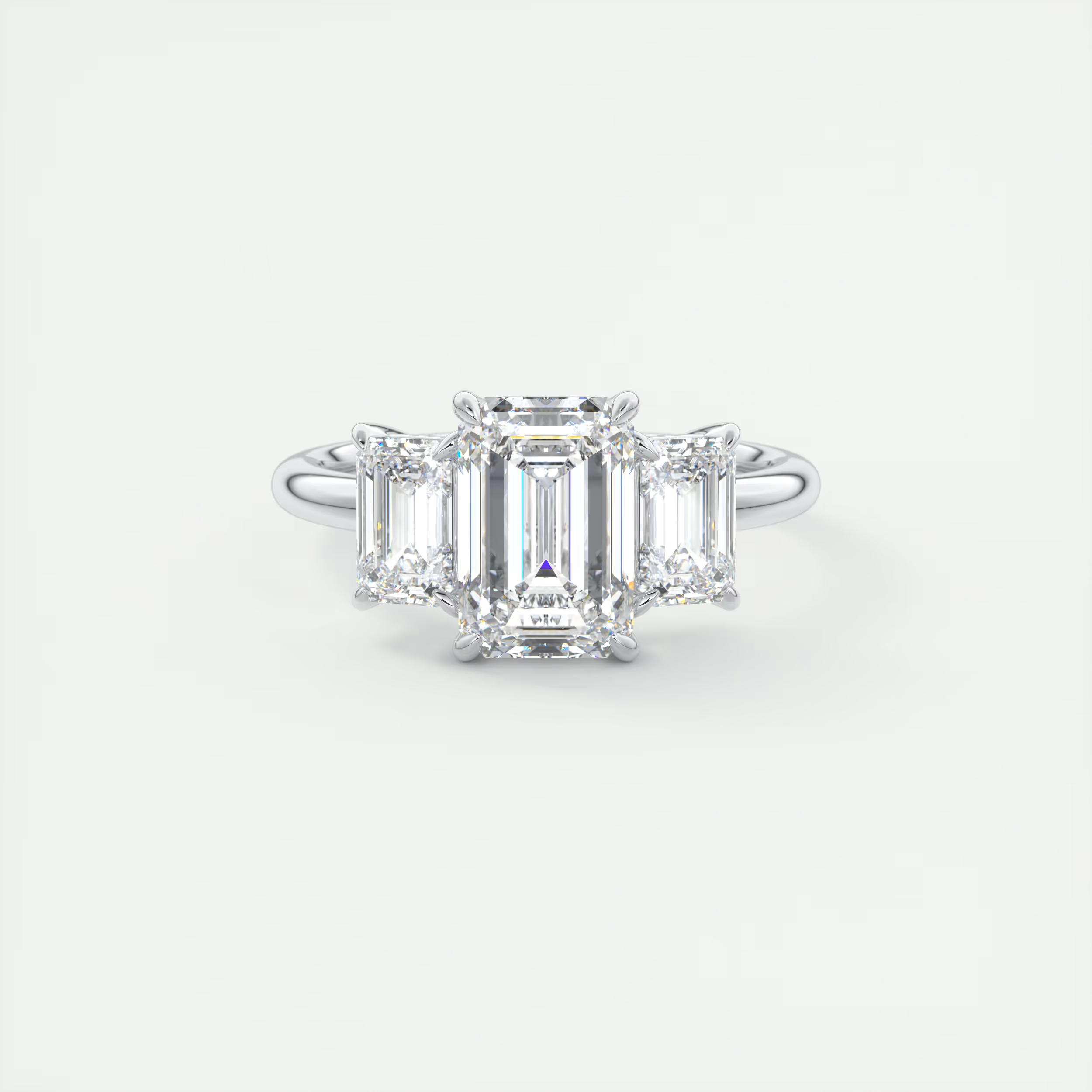 Curve 2 Carat Emerald Three-Stone Diamond Ring