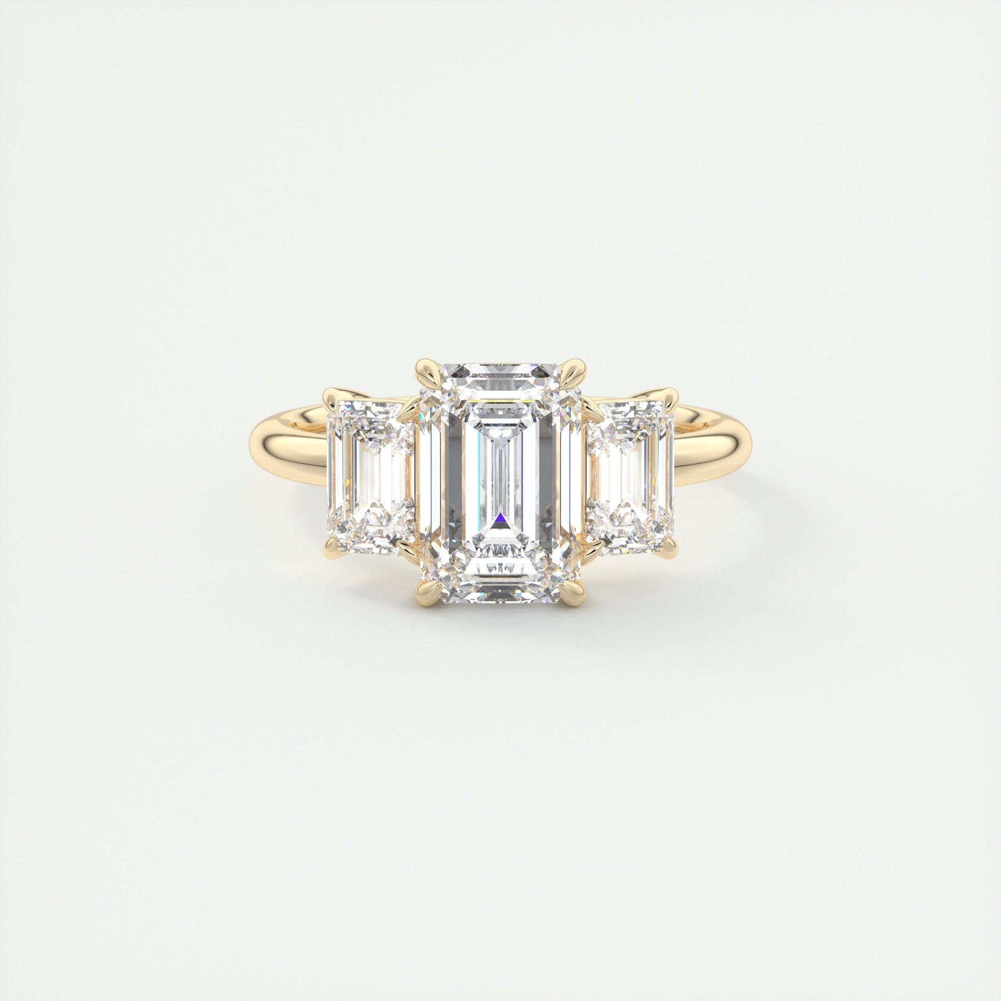 Curve 2 Carat Emerald Three-Stone Diamond Ring