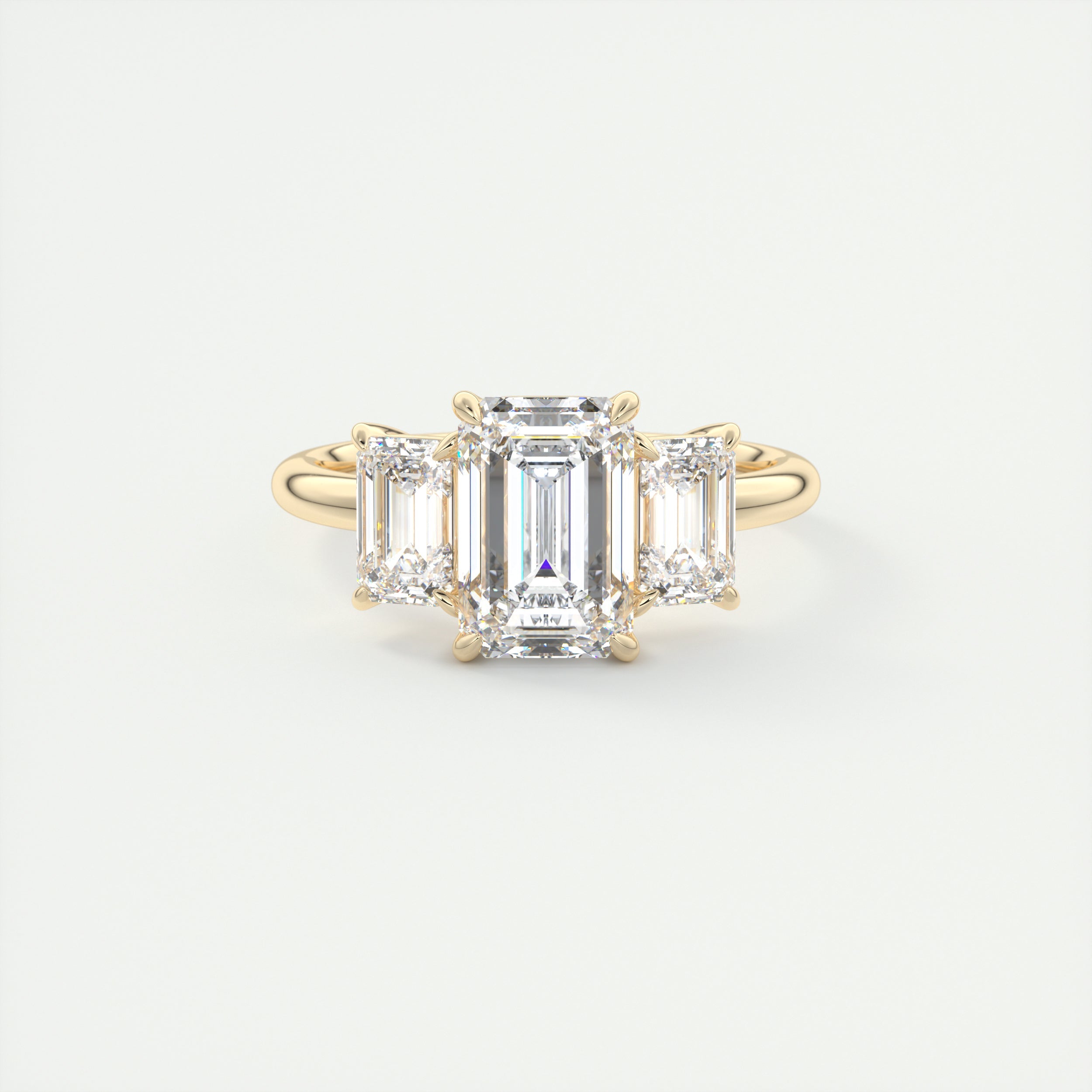 Curve 2 Carat Emerald Three-Stone Diamond Ring