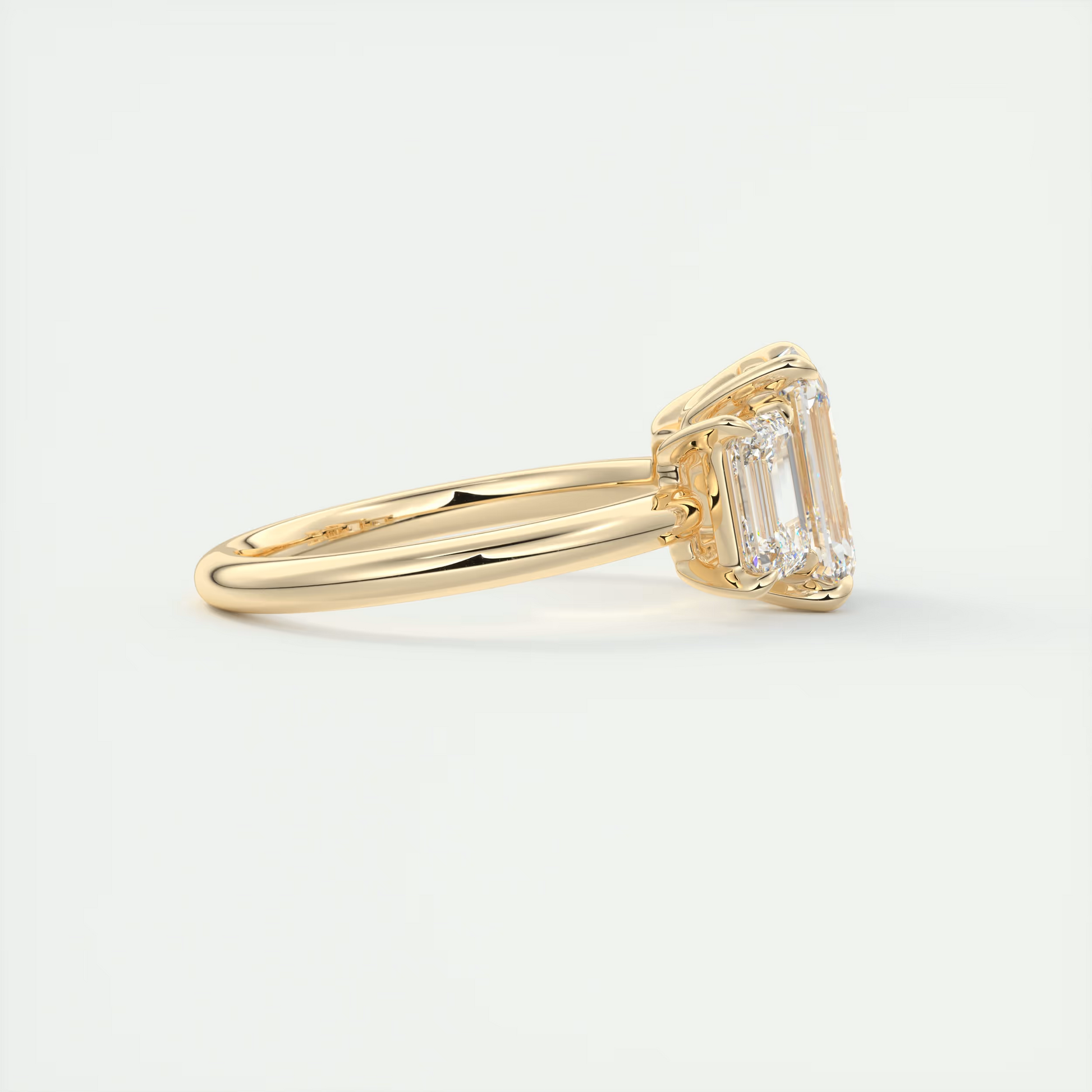 Curve 2 Carat Emerald Three-Stone Diamond Ring