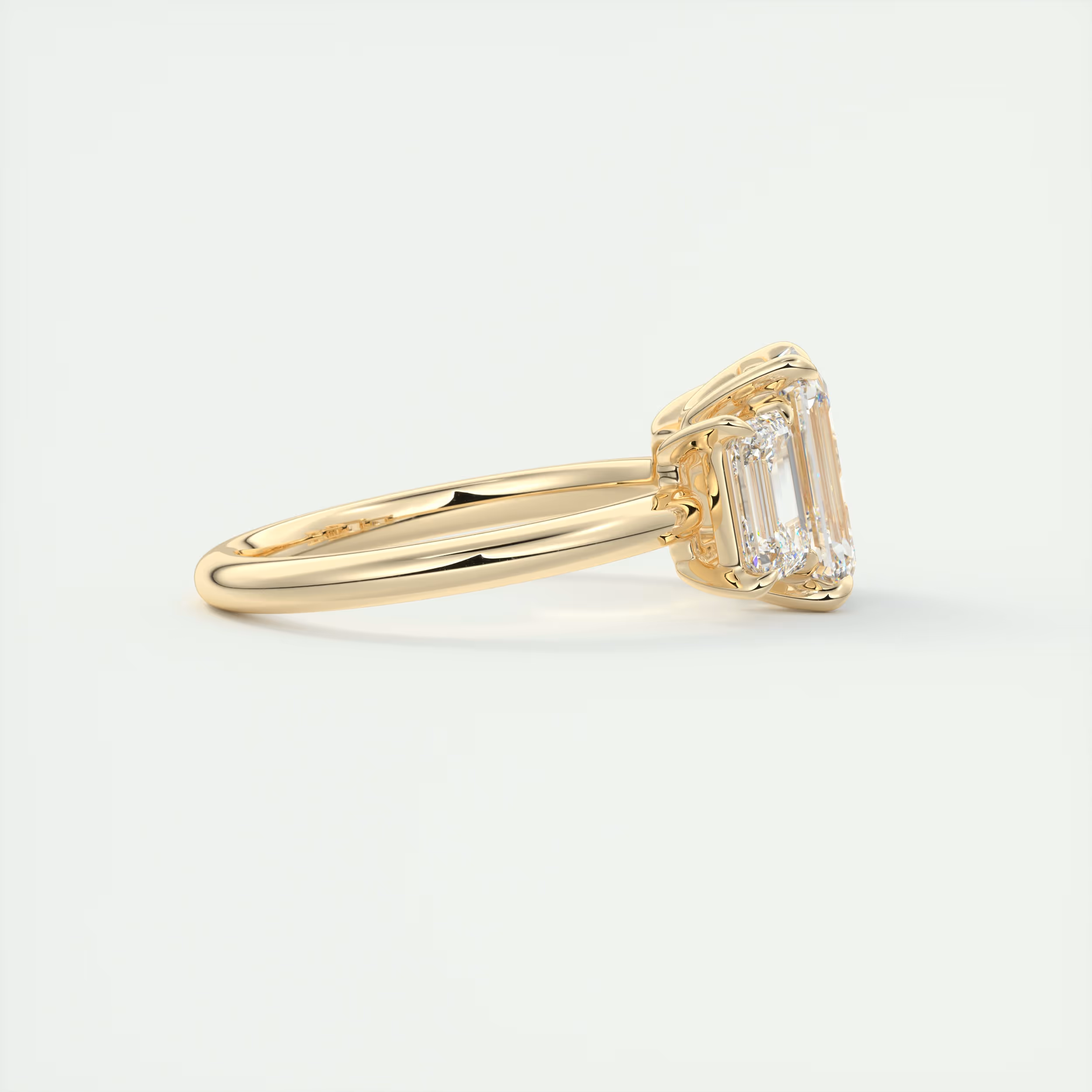 Curve 2 Carat Emerald Three-Stone Diamond Ring
