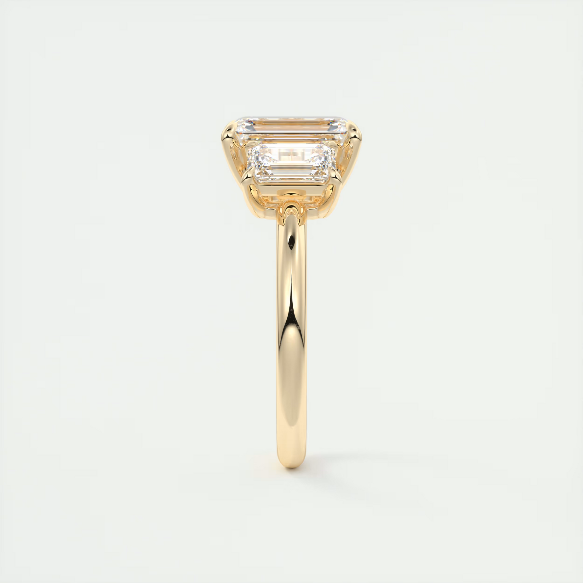 Curve 2 Carat Emerald Three-Stone Diamond Ring