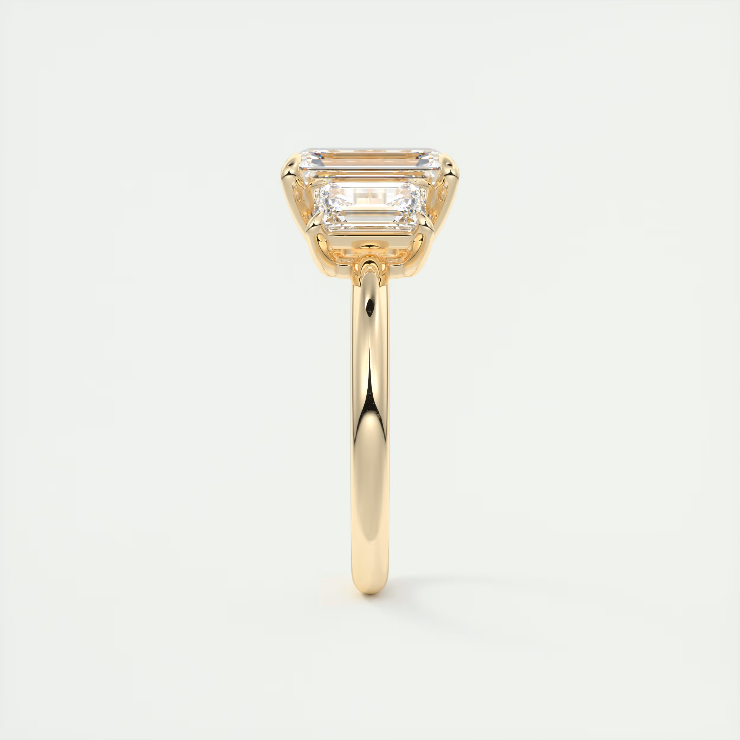 Curve 2 Carat Emerald Three-Stone Diamond Ring