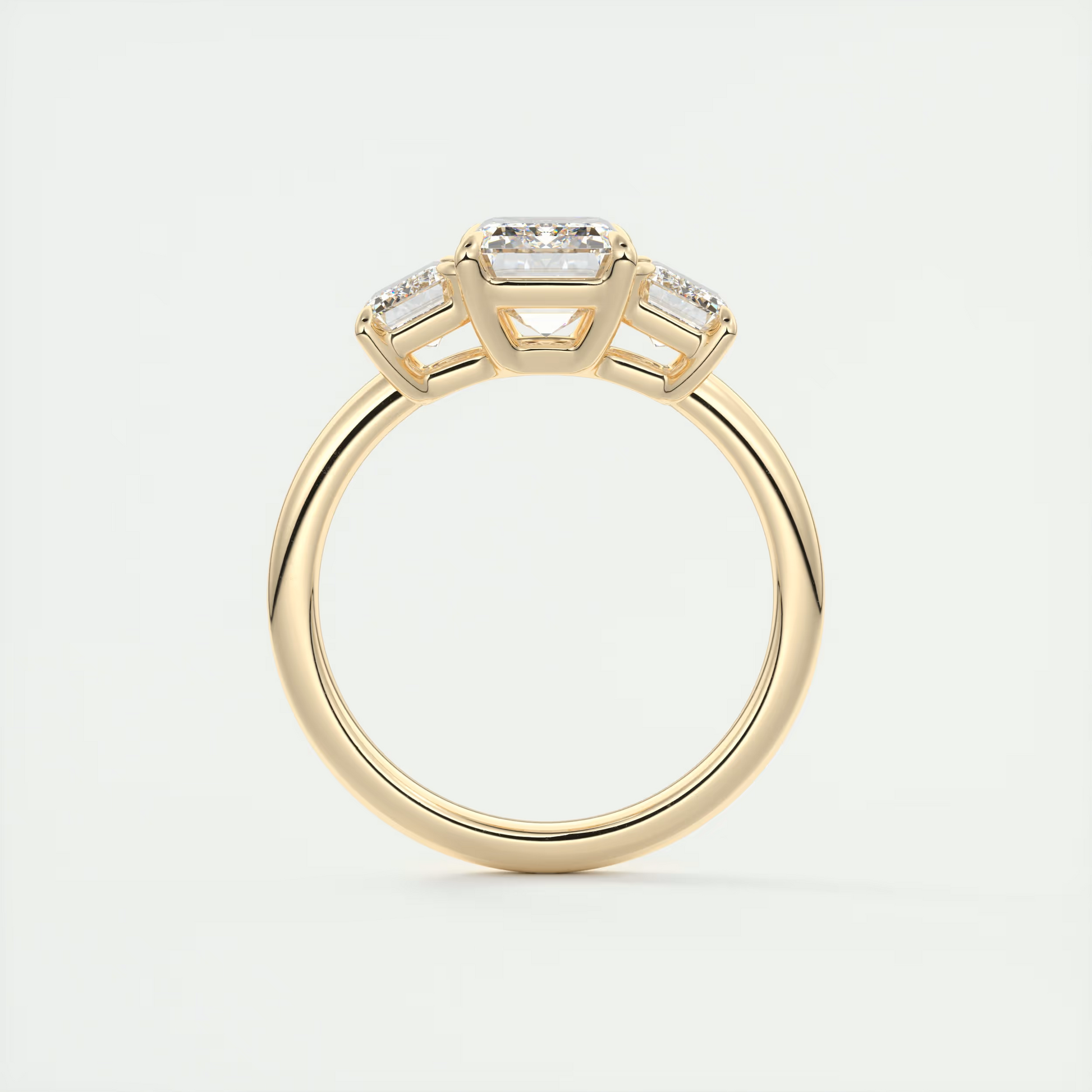 Curve 2 Carat Emerald Three-Stone Diamond Ring
