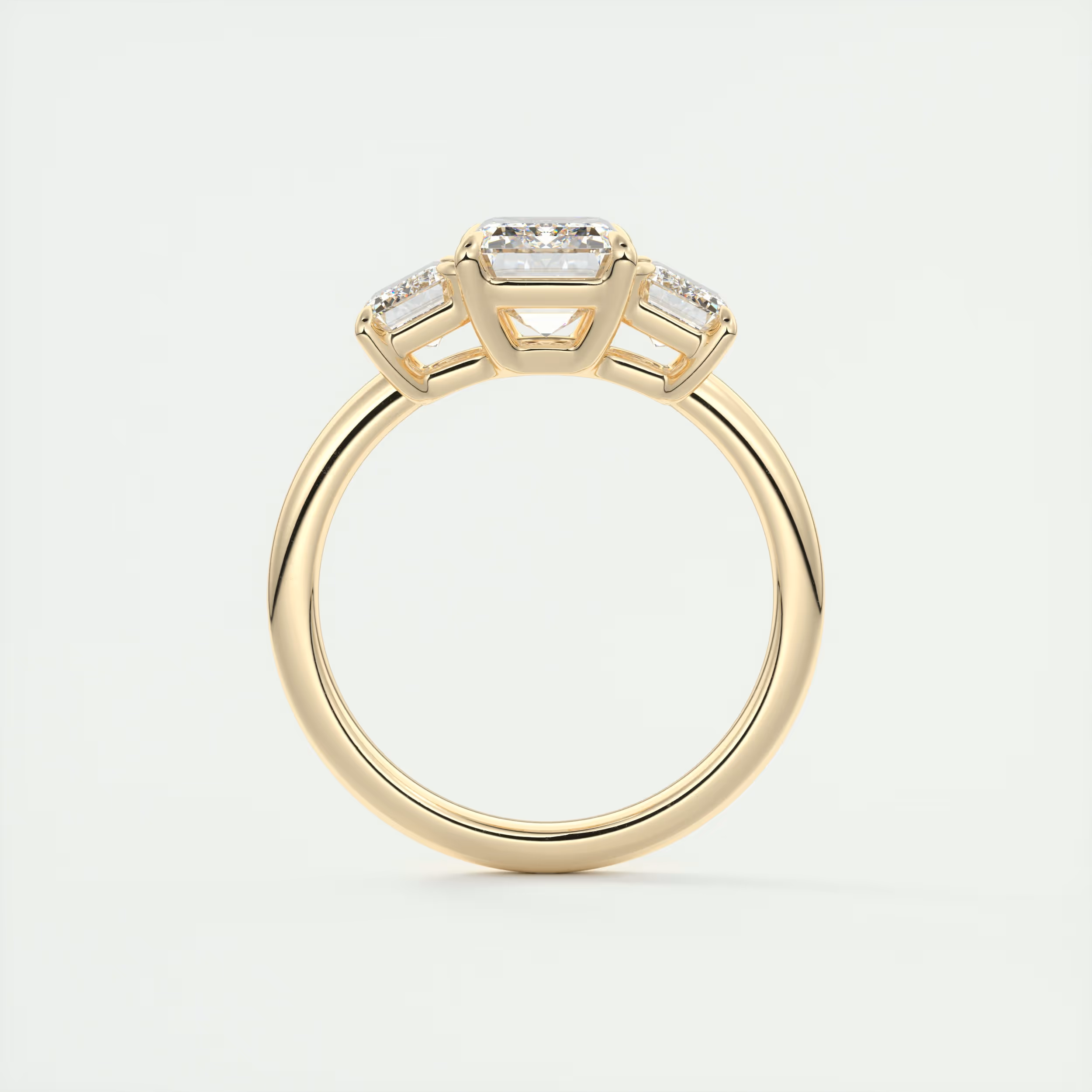 Curve 2 Carat Emerald Three-Stone Diamond Ring