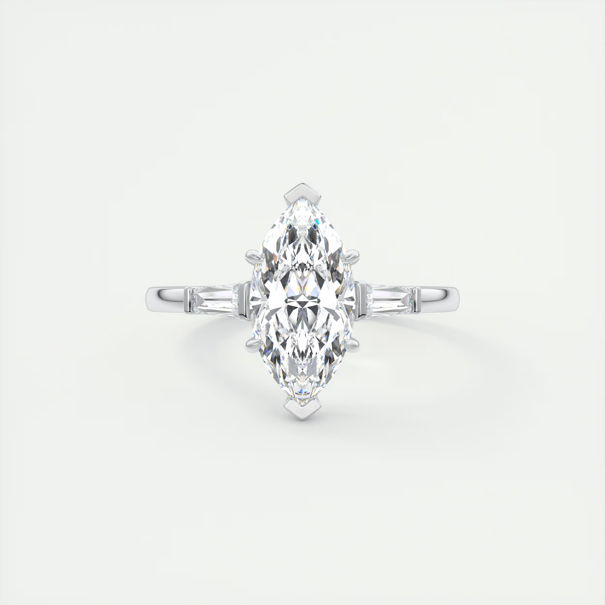 Silhouette 2 Carat Marquise Center Flush Stacking Three-Stone Engagement Ring
