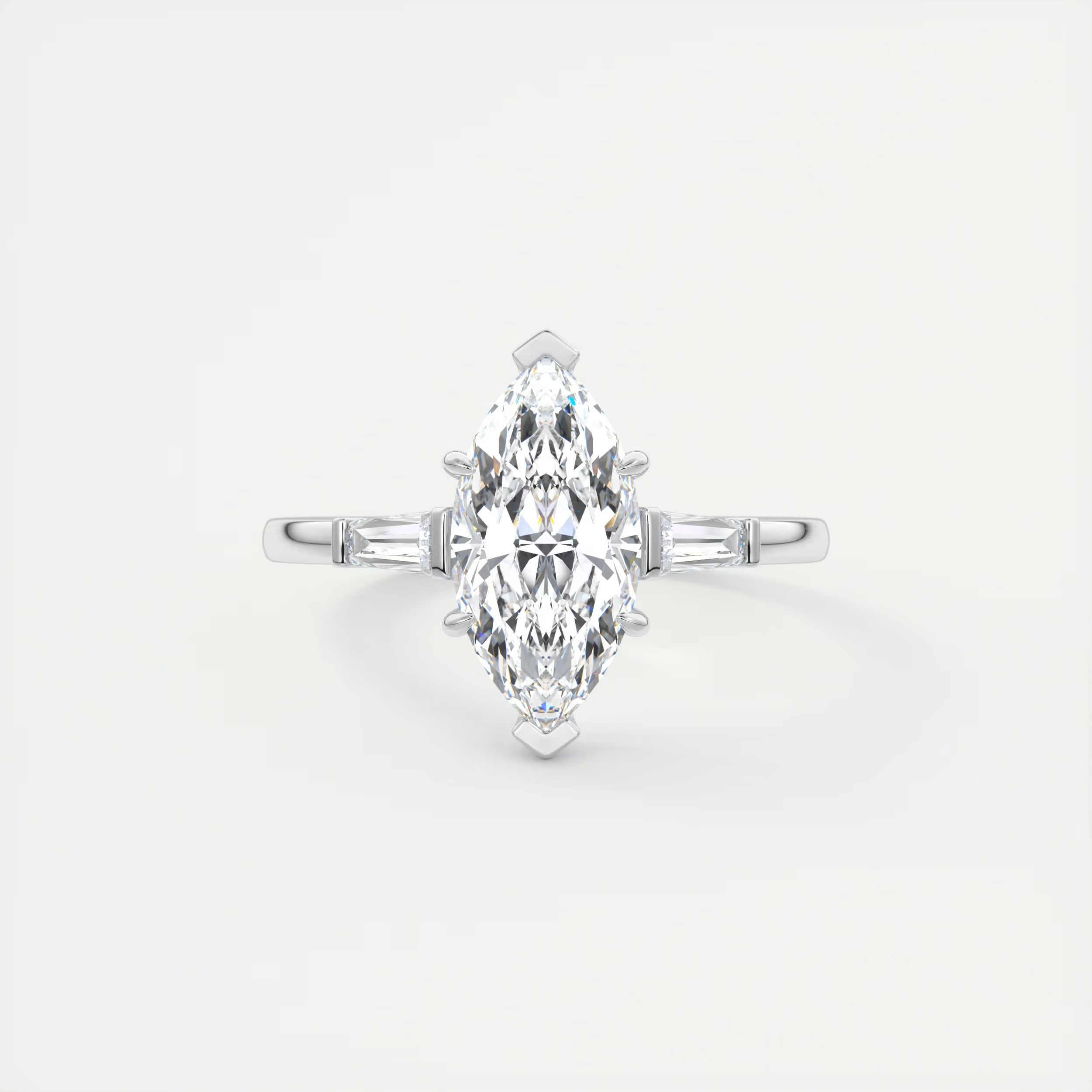 Silhouette 2 Carat Marquise Center Flush Stacking Three-Stone Engagement Ring