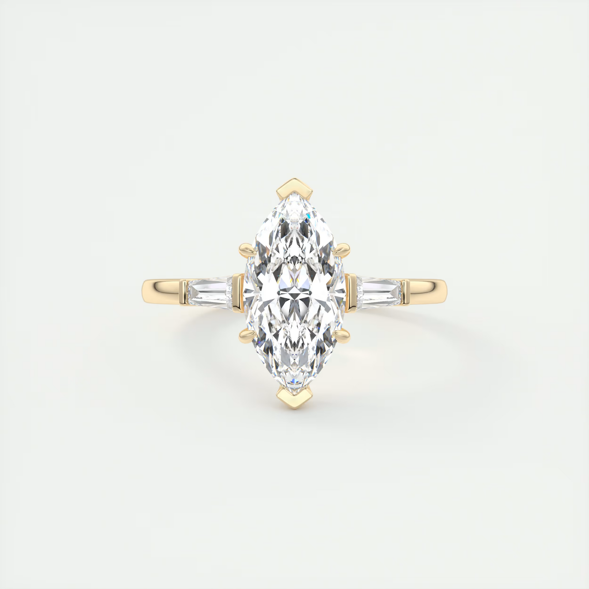Silhouette 2 Carat Marquise Center Flush Stacking Three-Stone Engagement Ring