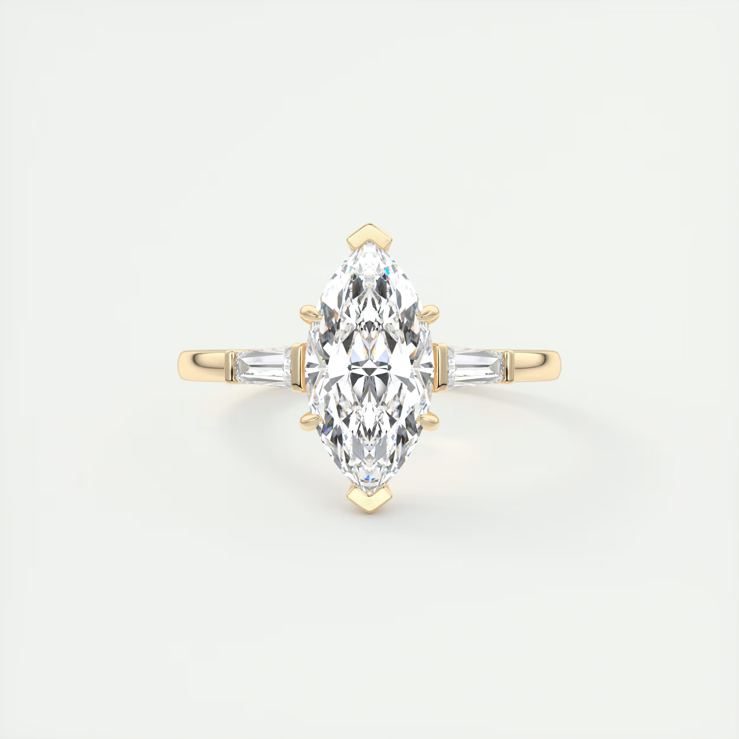 Silhouette 2 Carat Marquise Center Flush Stacking Three-Stone Engagement Ring