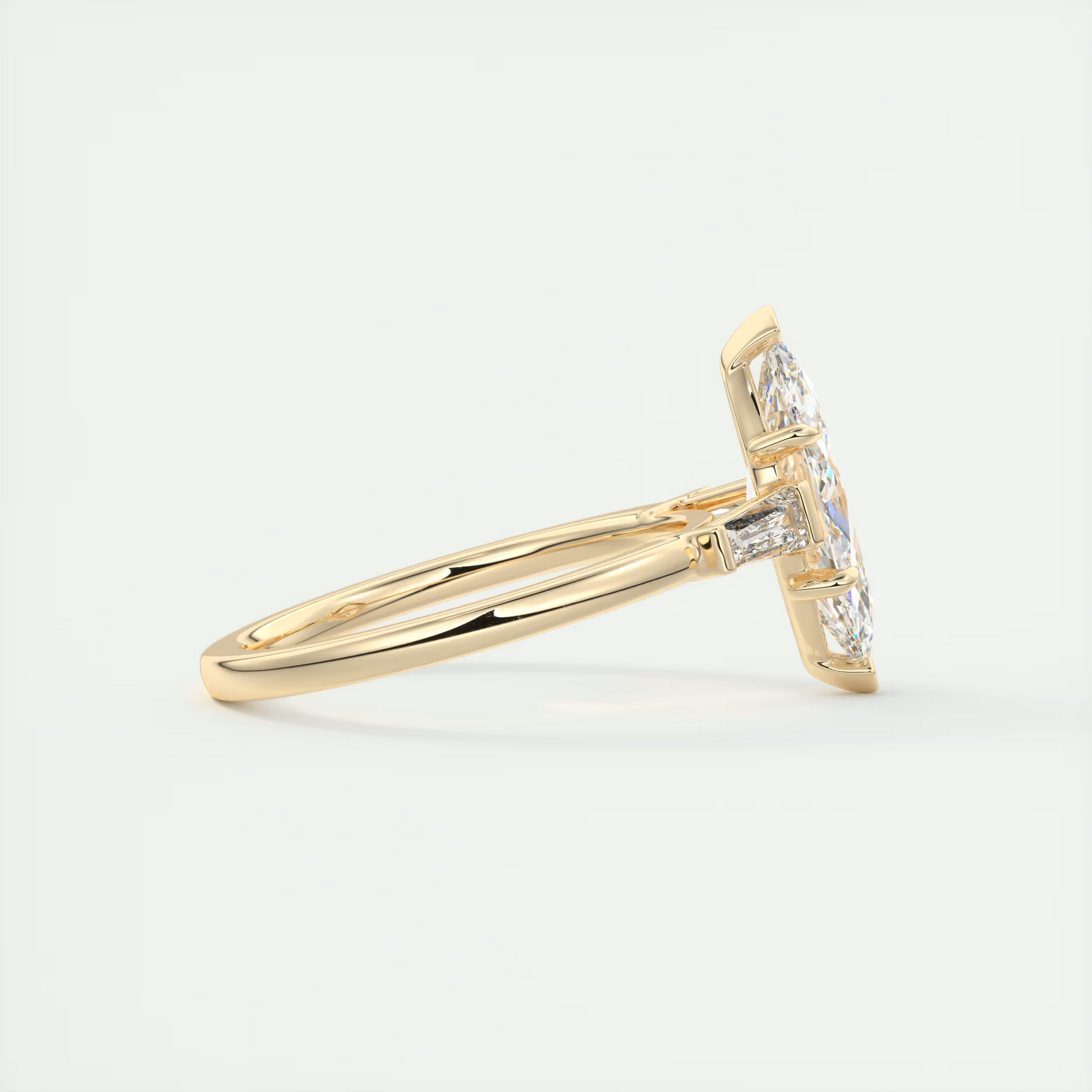 Silhouette 2 Carat Marquise Center Flush Stacking Three-Stone Engagement Ring