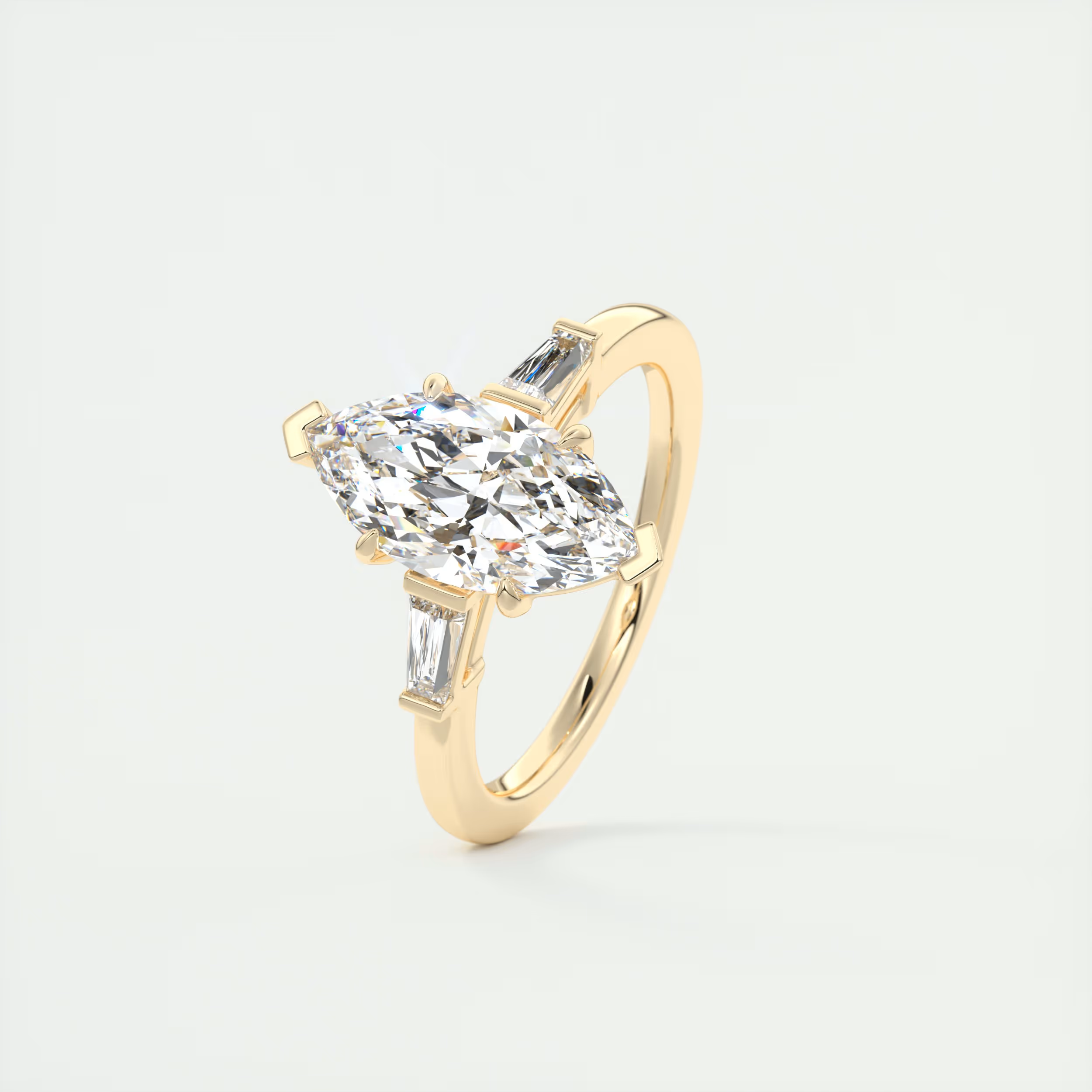 Silhouette 2 Carat Marquise Center Flush Stacking Three-Stone Engagement Ring