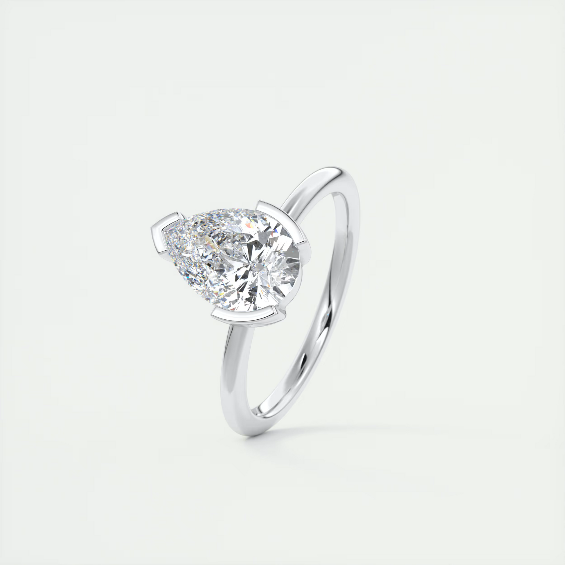 2 Carat Pear Solitaire Partial Bezel