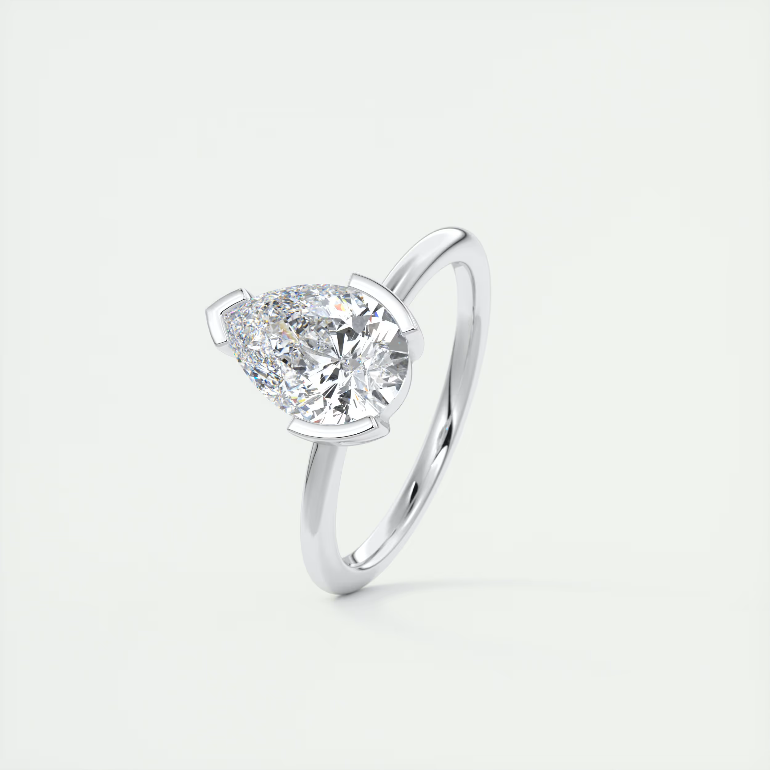 2 Carat Pear Solitaire Partial Bezel