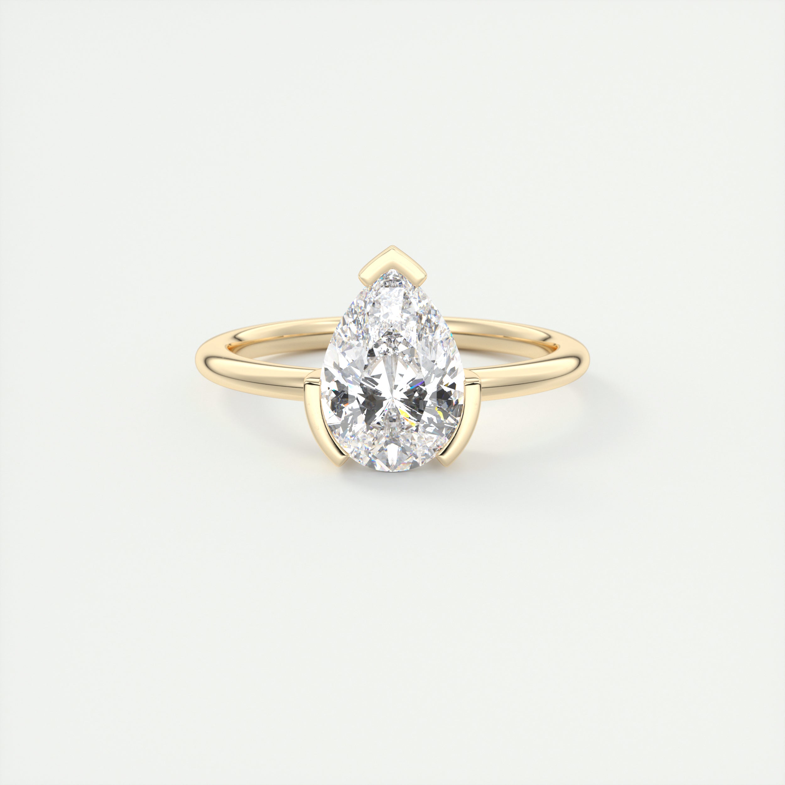 2 Carat Pear Solitaire Partial Bezel