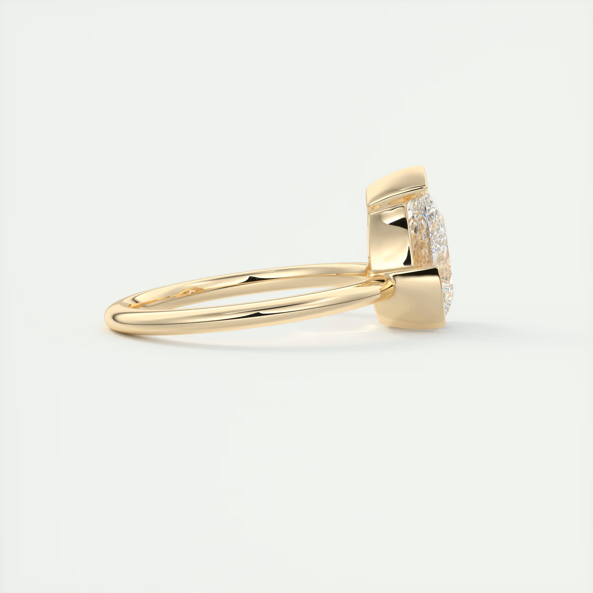 2 Carat Pear Solitaire Partial Bezel