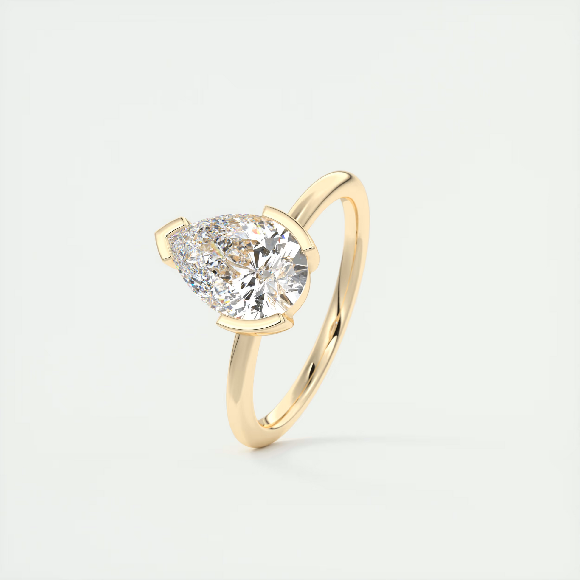 2 Carat Pear Solitaire Partial Bezel