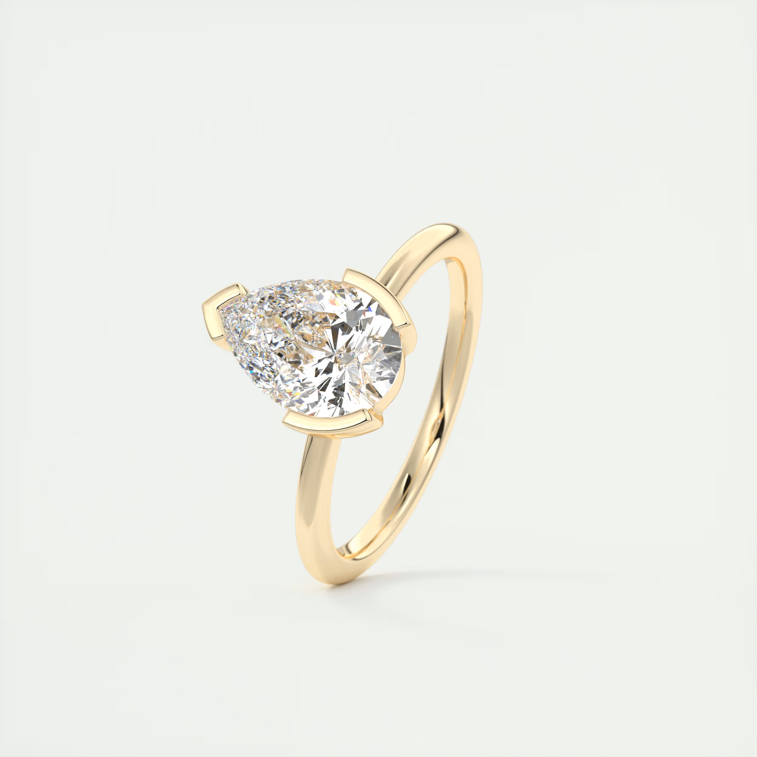 2 Carat Pear Solitaire Partial Bezel