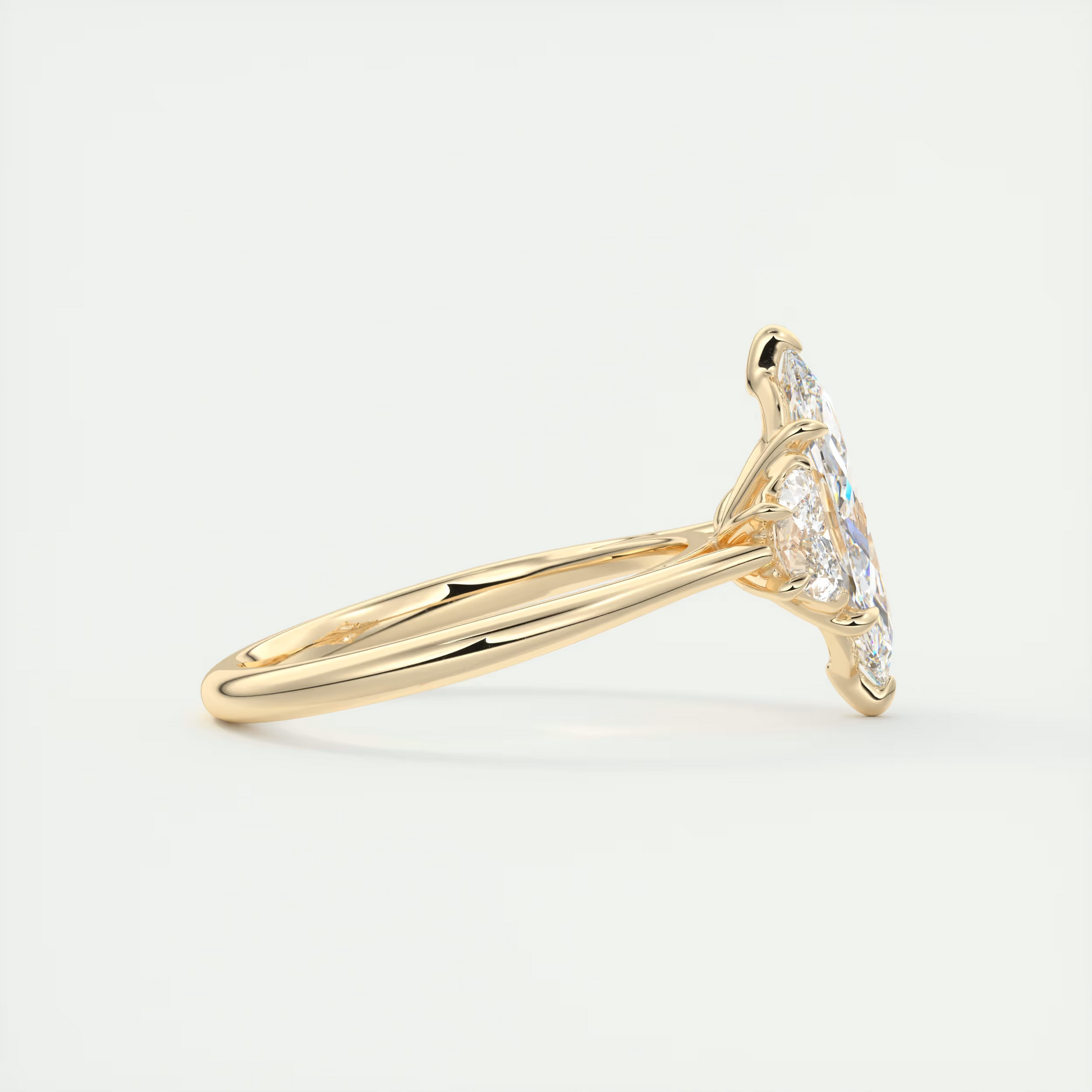 Symbolism 2 Carat Marquise Half Moon Three-Stone Engagement Ring
